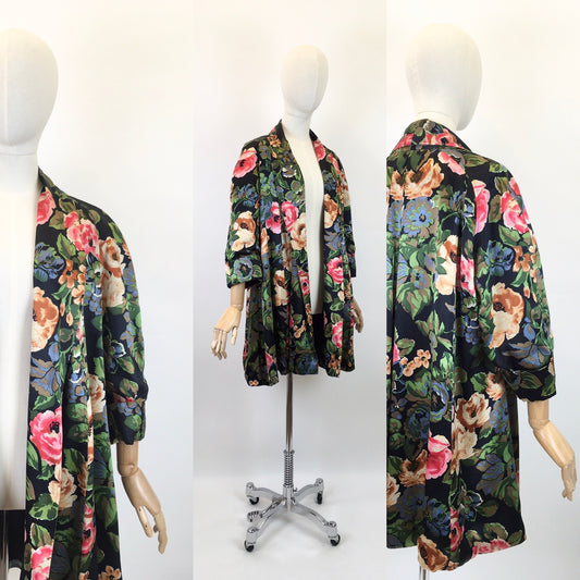 Original 1950’s SENSATIONAL ‘ Peter French’ Swagger Jacket - In Floral Bloom