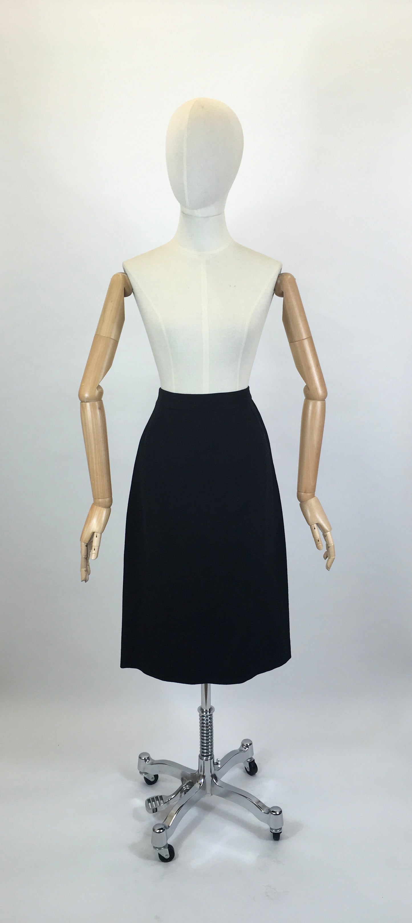 Original 1950’s Black Wool Pencil Skirt - With Amazing Back Bow Detailing