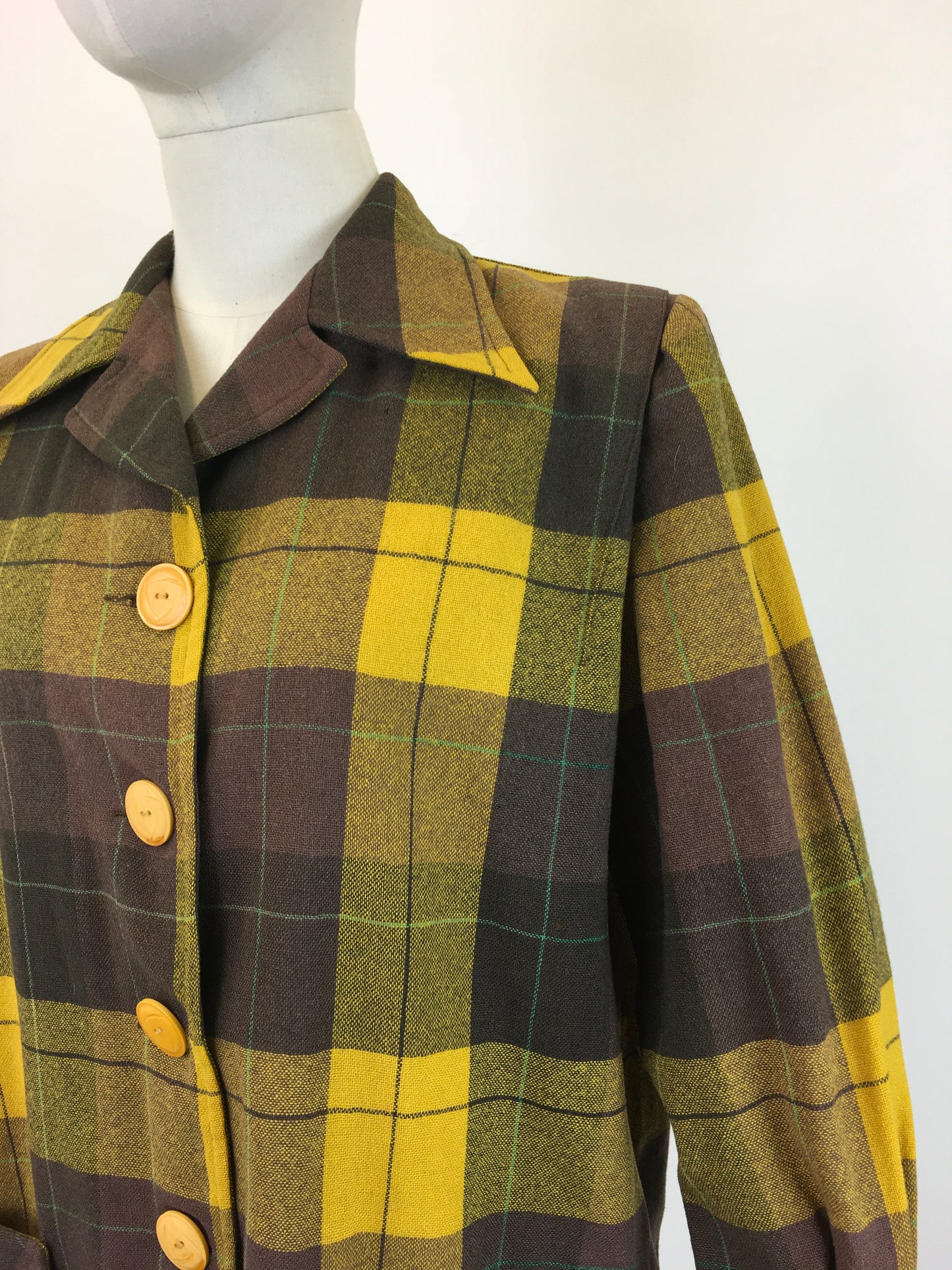 Original Fabulous 1940's Pendelton Jacket - In Warm Brown, Mustard and Bottle Green