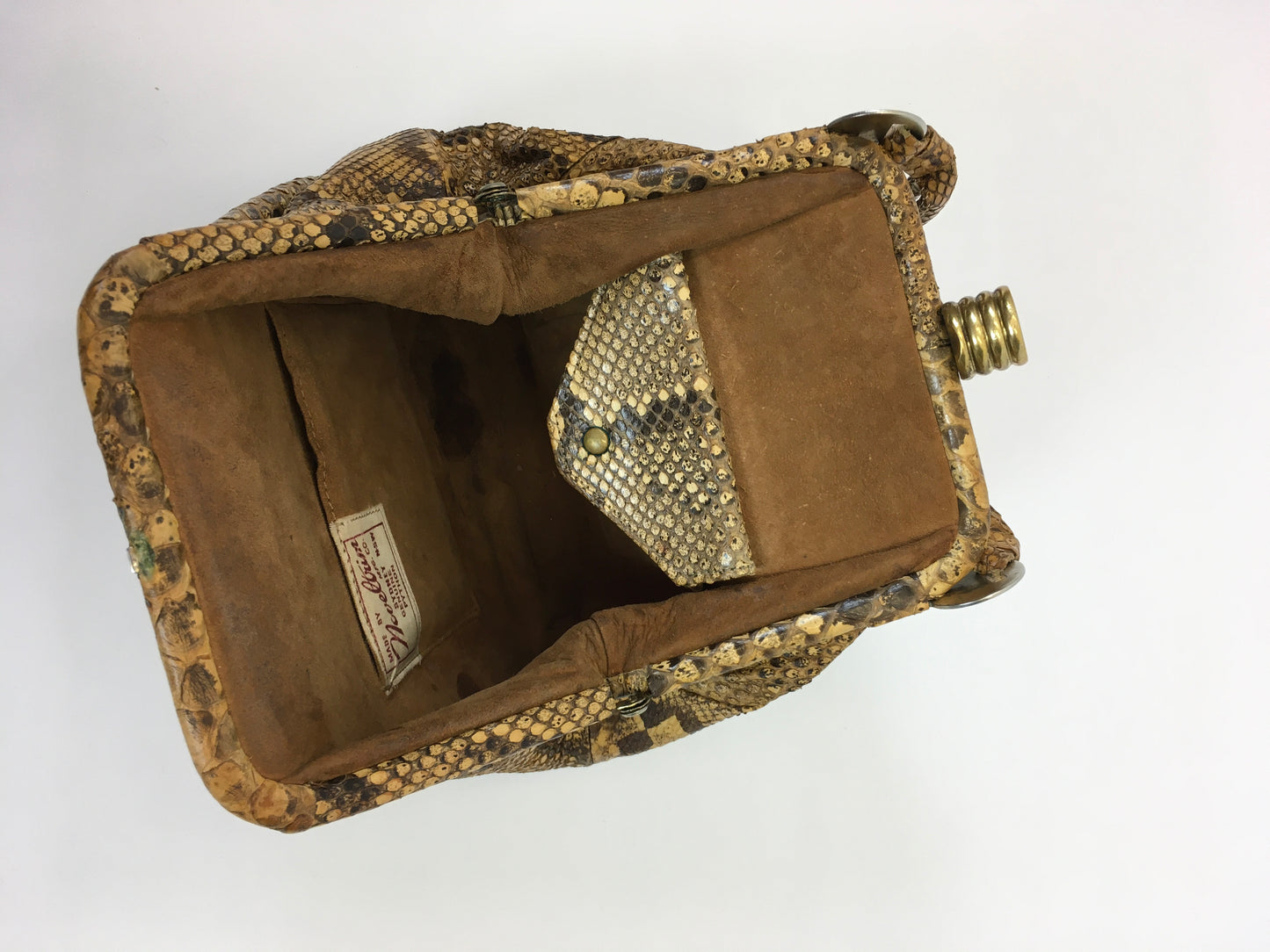 Original 1930s Python Skin Handbag - In a Fabulous Shape with Knotted Handle Detailing