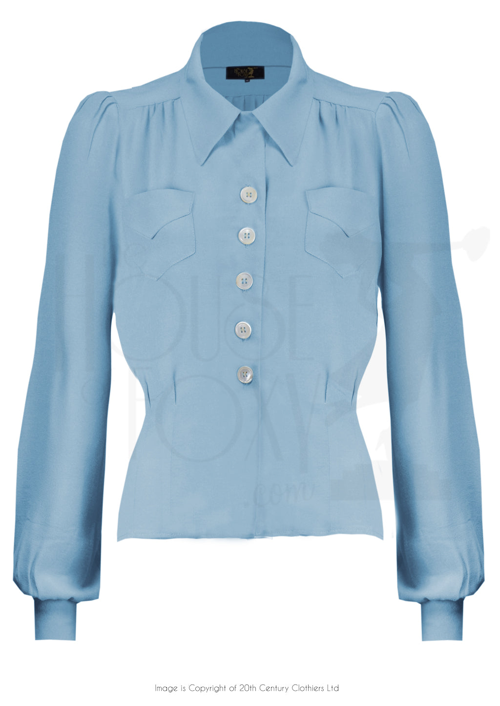 House of Foxy 1940’s Sweetheart Blouse in Powder Blue
