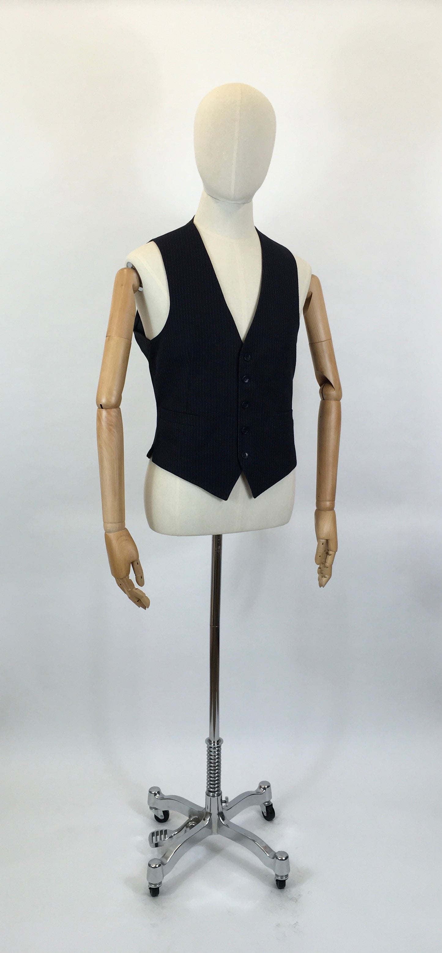 RESERVED DO NOT BUY - Original Gents Pinstripe Wool Waistcoat - With Button Front, Pockets & Backstrap Fastening