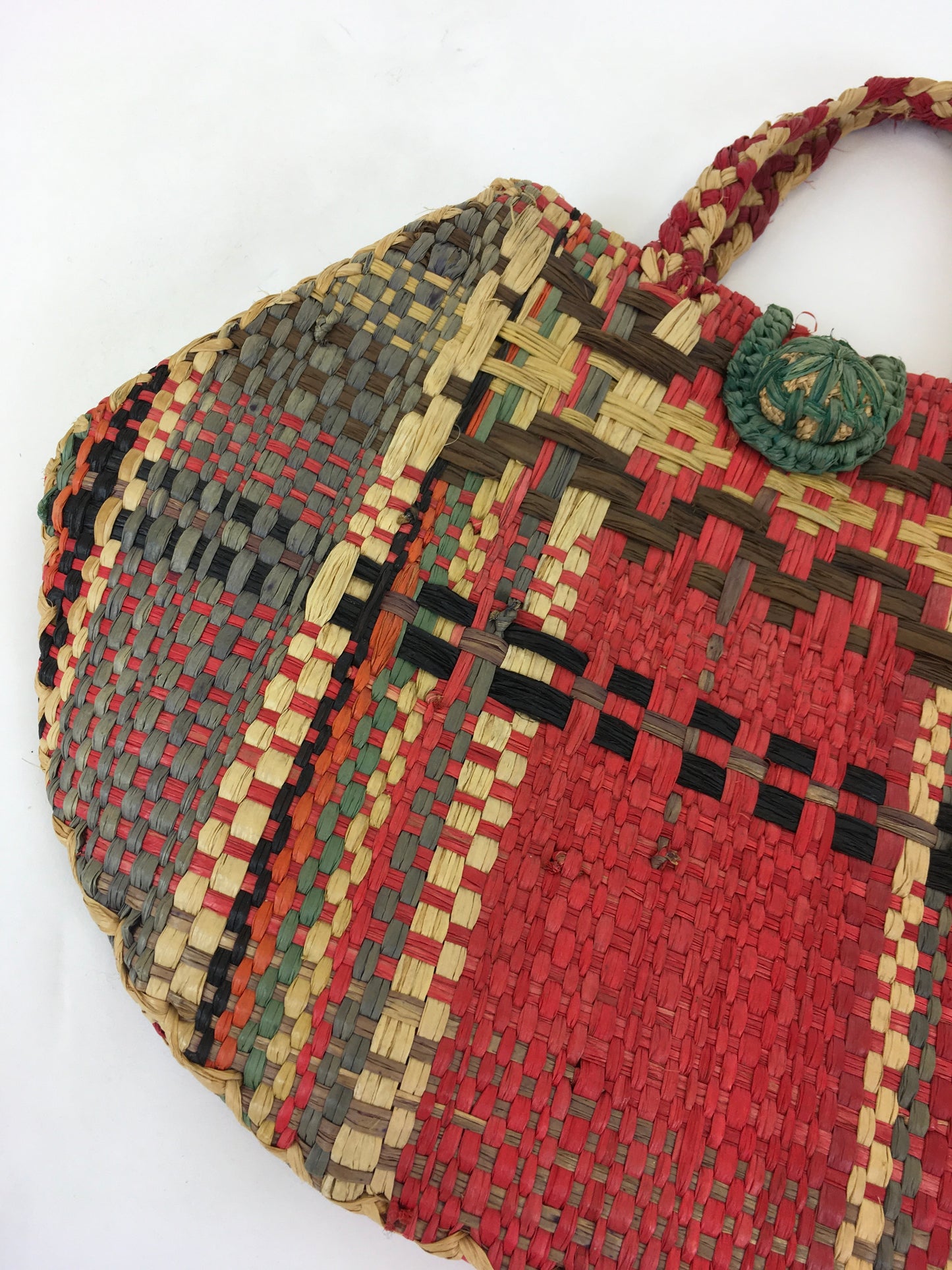 Original 1930’s/ 1940’s Raffia Straw Handbag - In Multicoloured Tones