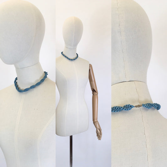 Original Late 1940’s Early 1950’s ‘ Scoobie Necklace - In a Soft Teal Telephone Wire