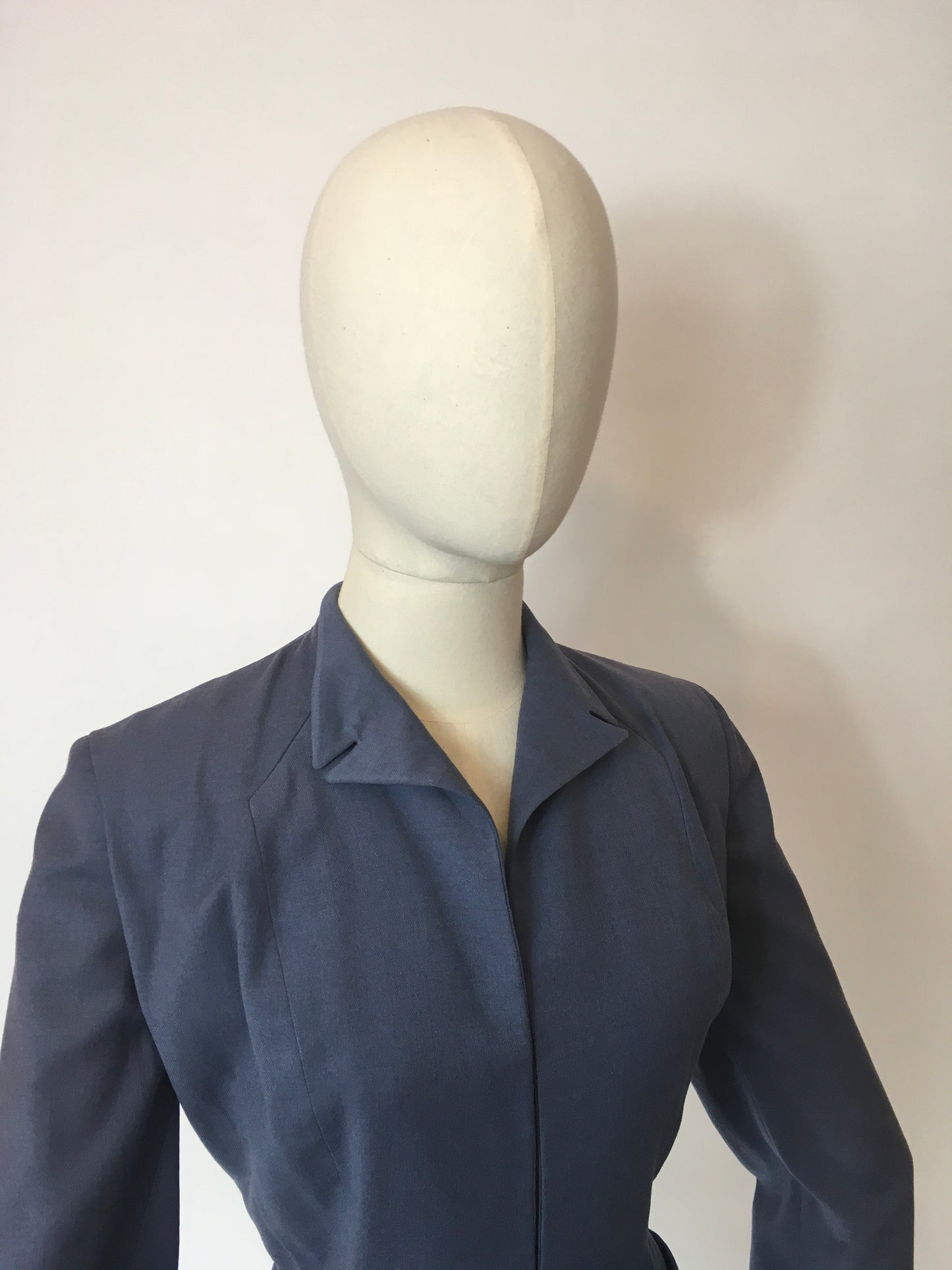 Original 1940’s Blue Jacket - With Stunning Diamond Detailing and Nipped In Waist