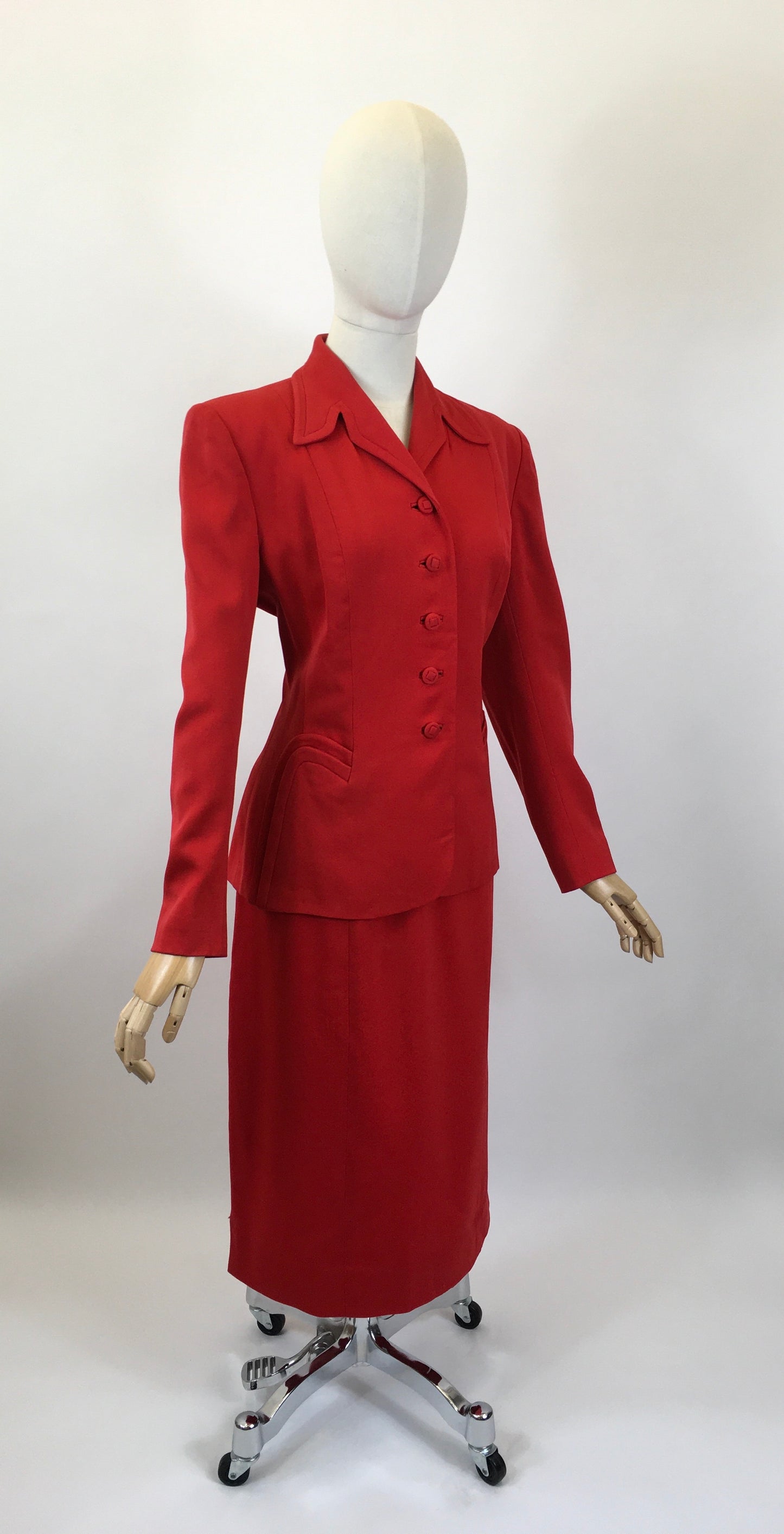 Original 1940's As Is Sublime 2 pc Suit - In Tomato Red