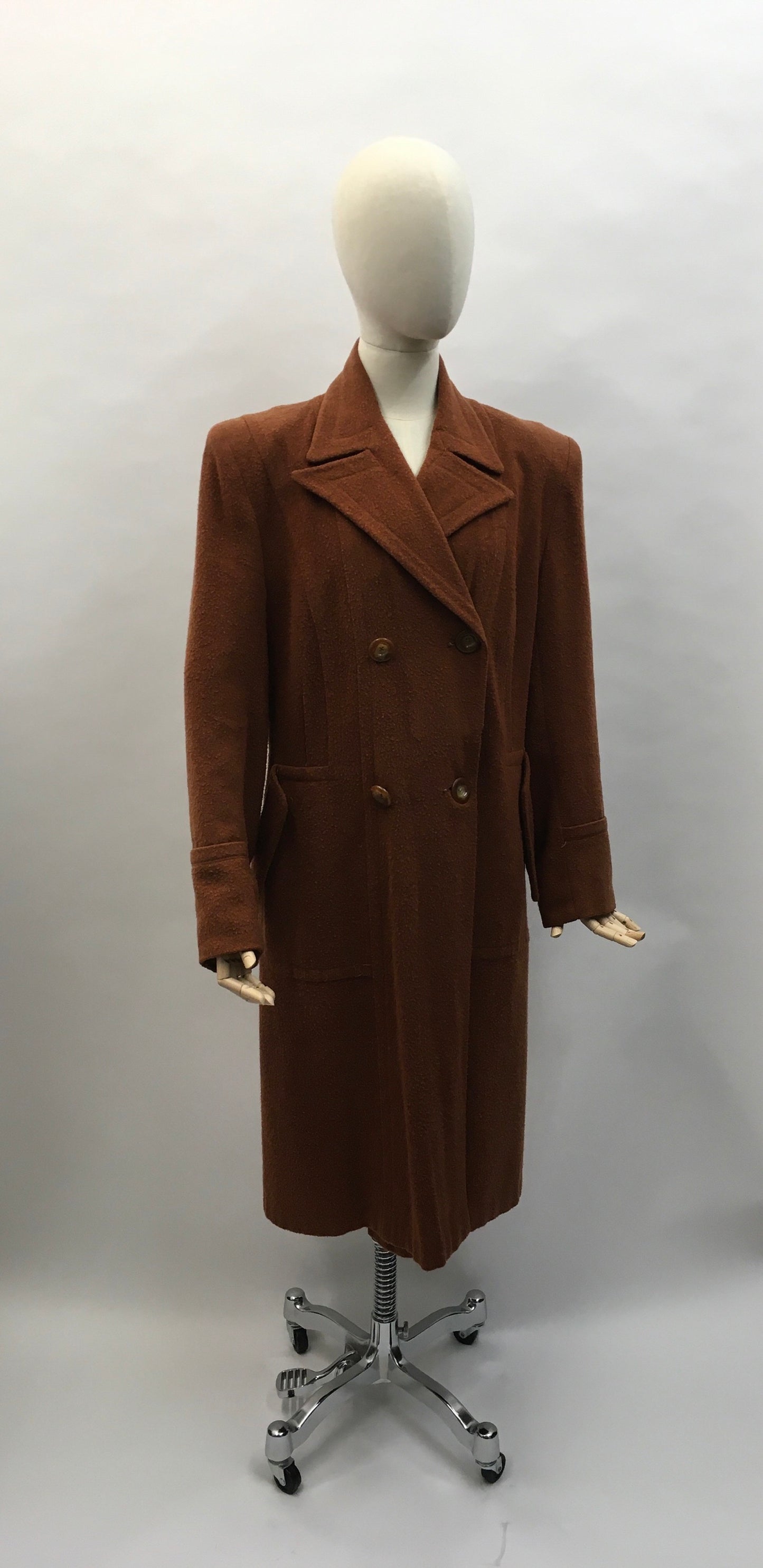 Original 1940s Utility CC41 Rust Coat - Exquisitely Tailored in a lovely soft rust wool