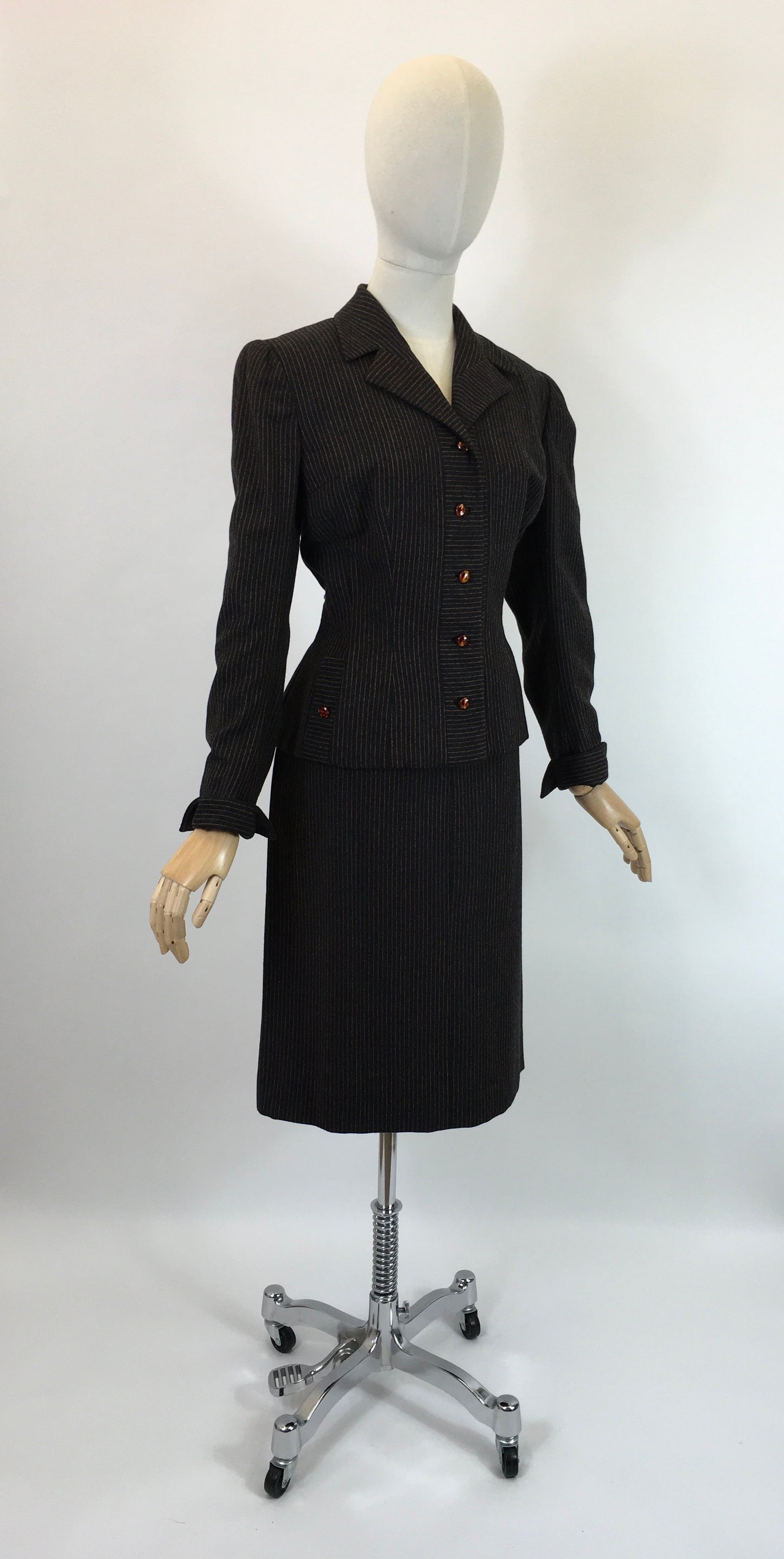 Original 1940’s Sensational American 2pc Suit by ‘ Peck and Peck’ - In Brown and Orange Pinstripe
