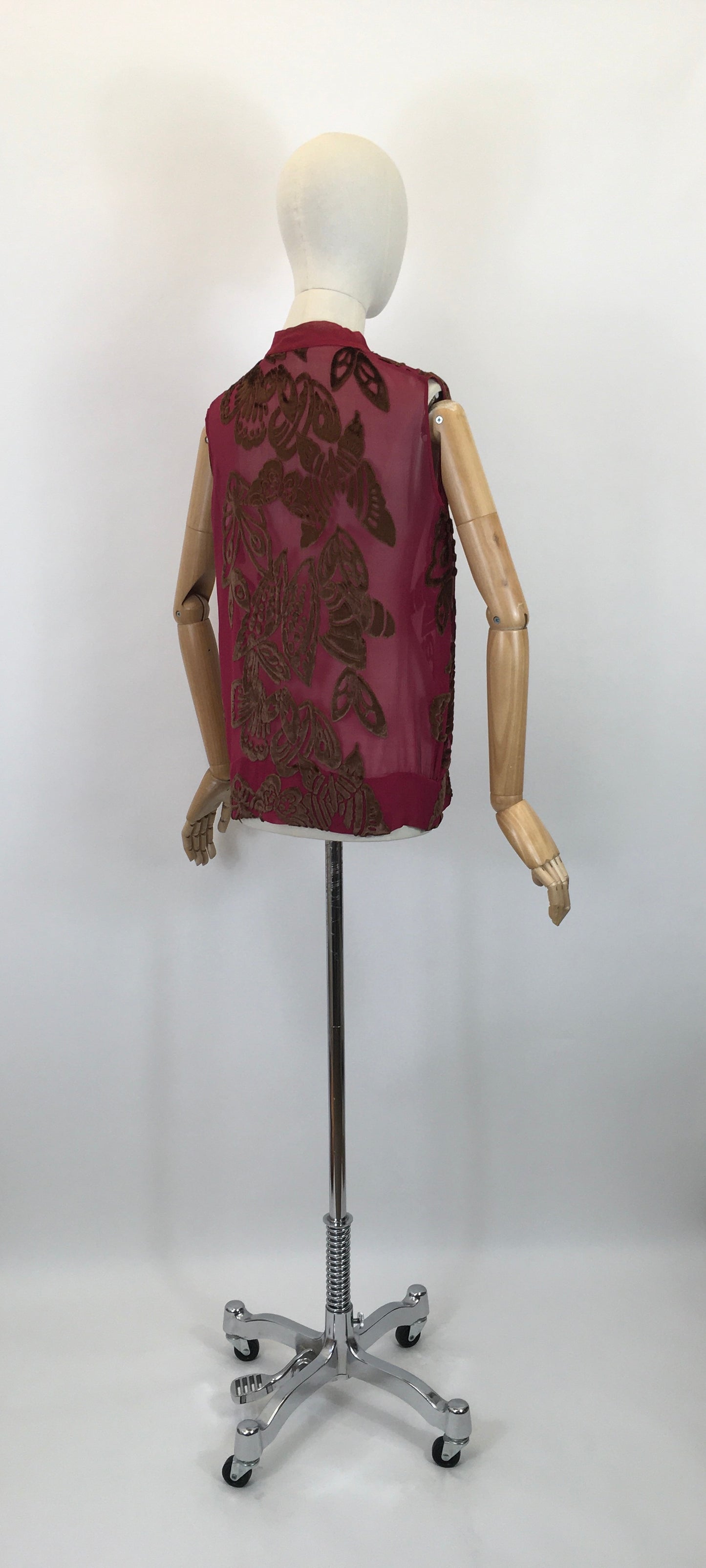 Original 1920's SENSATIONAL Tabard - In A Vibrant Raspberry and Gold Chiffon Devore