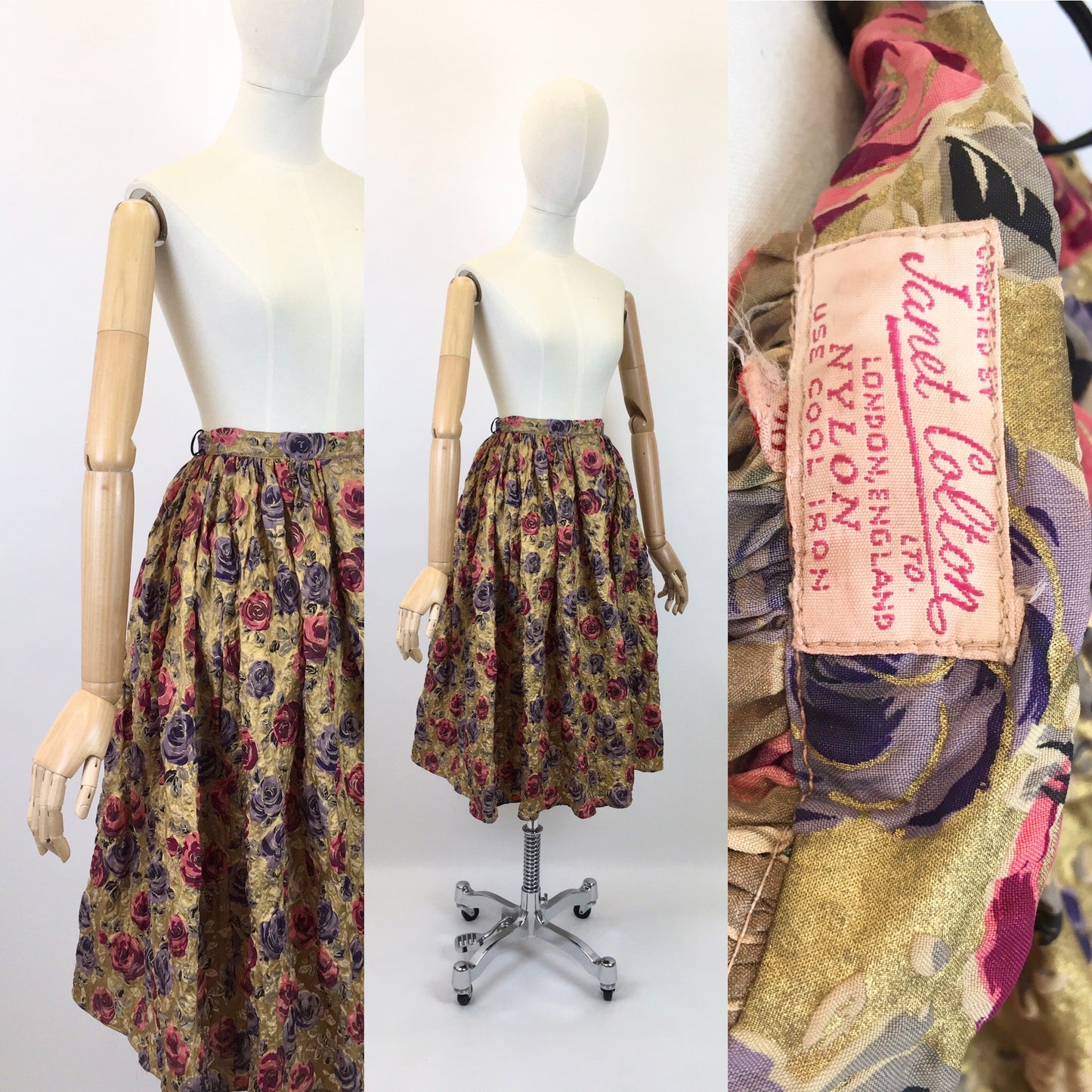 Original 1950’s FABULOUS ‘ Jayne Colton ltd ‘ Skirt - In Rich Gold, Warm Berries & Purples