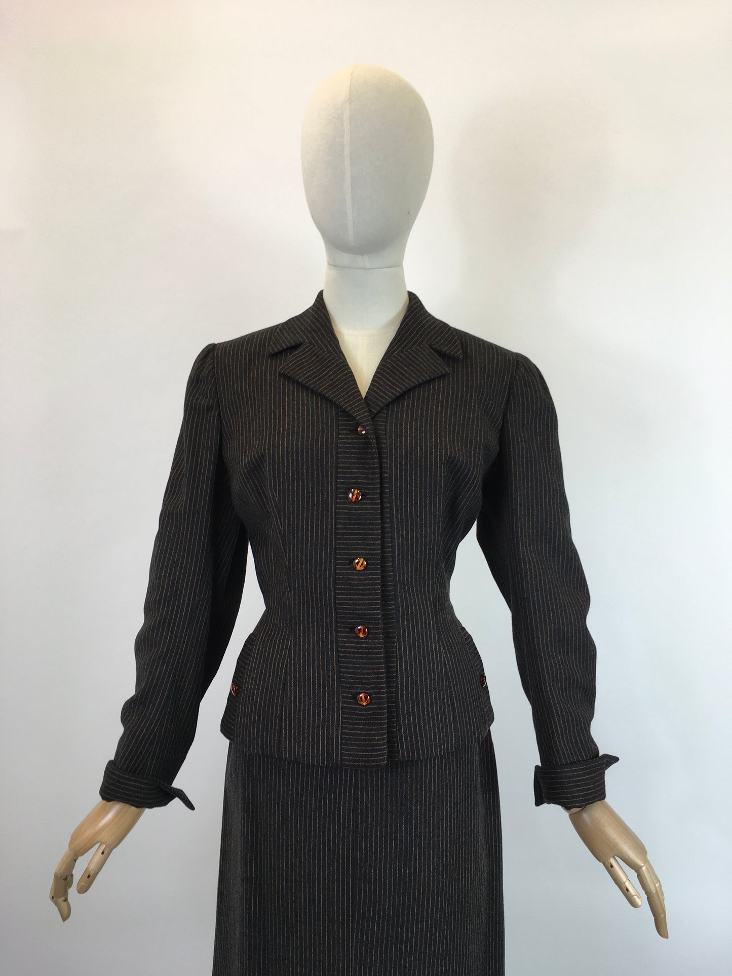 Original 1940’s Sensational American 2pc Suit by ‘ Peck and Peck’ - In Brown and Orange Pinstripe