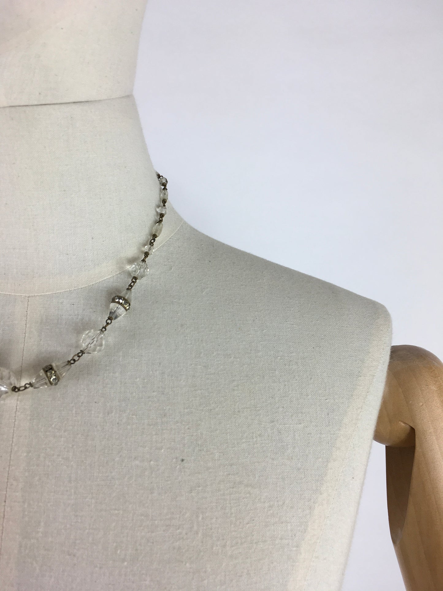 Original 1930’s Necklace - In Glass Beads with Marquesite Detailing and Screw Back Clasp