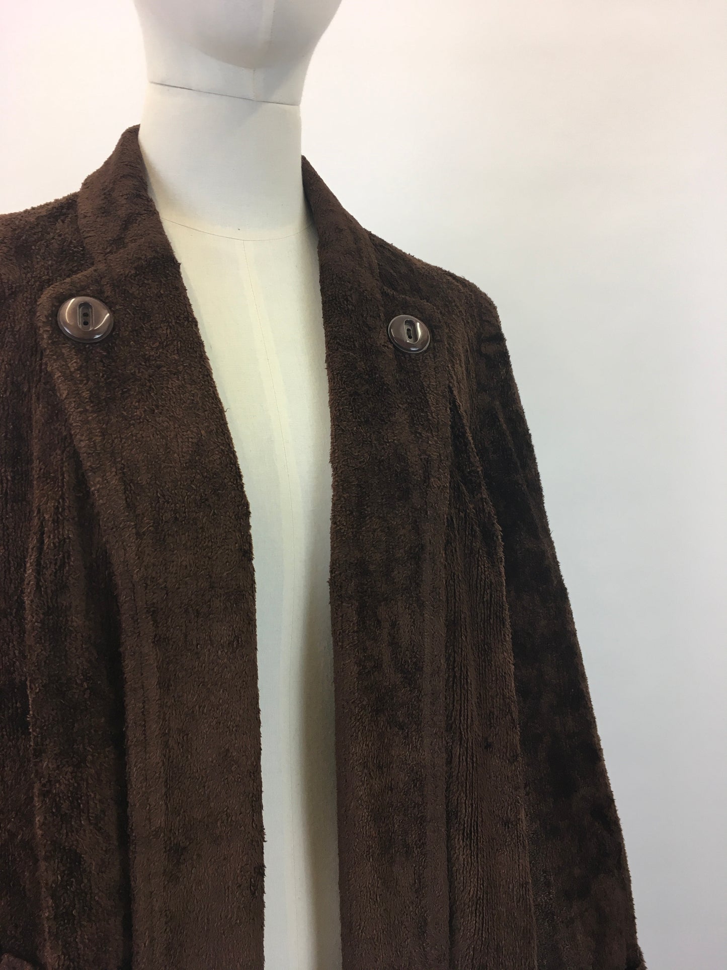 Original 1940's Stunning Chenille Velvet Swing Jacket - In A Deep Chocolate Brown