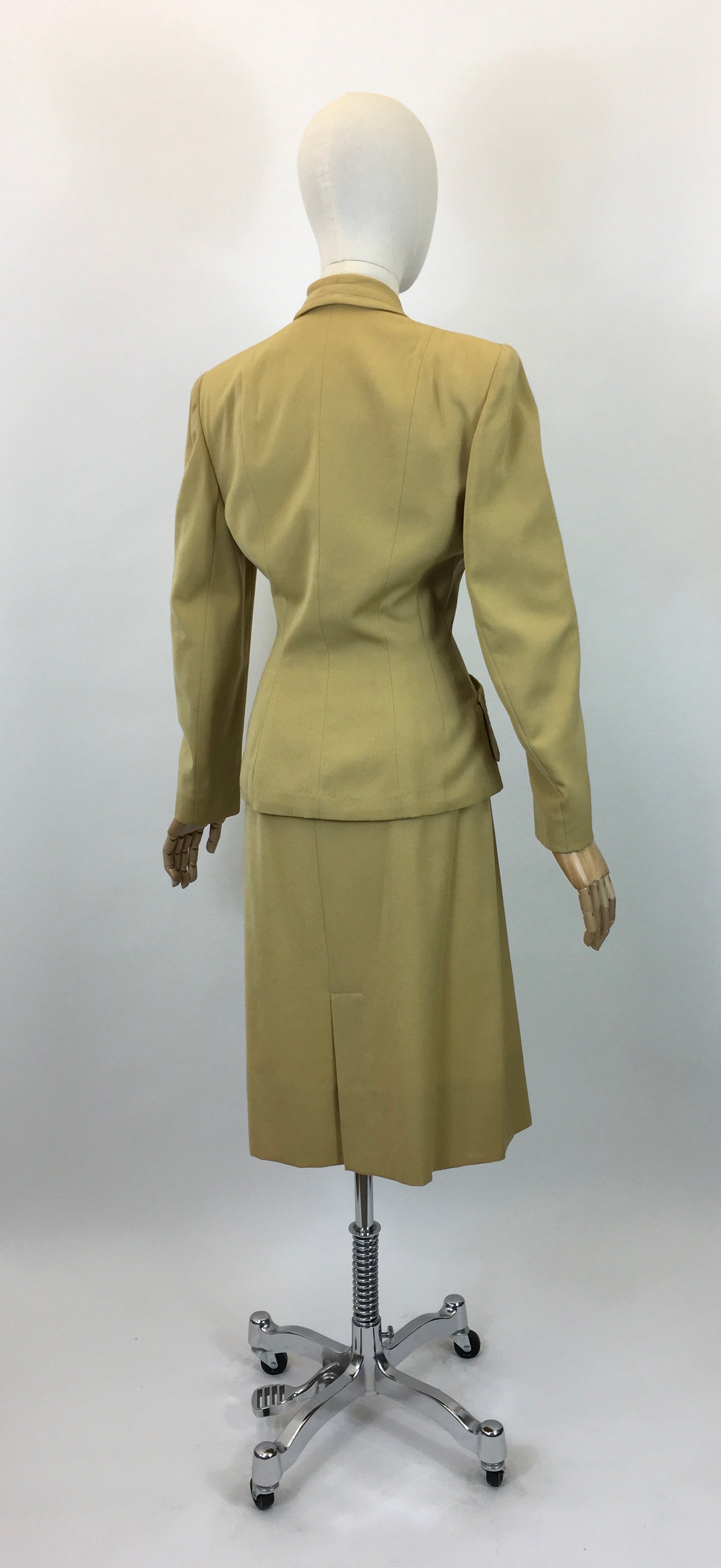 Original 1940's Stunning American 2Pc Suit - In A Light Mustard With Exquisite Details