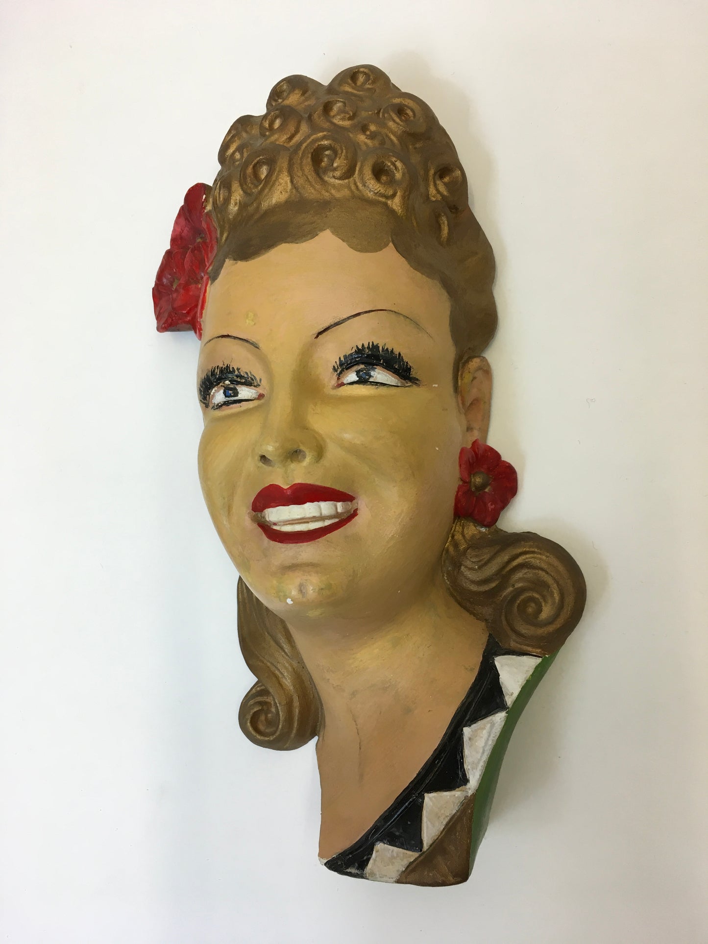Original 1950’s Ladies Head Wall Mask - Great For A Vintage Interior