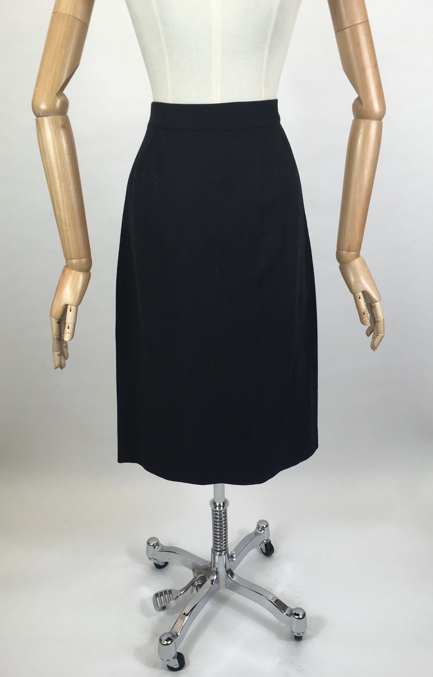 Original 1950’s Black Wool Pencil Skirt - With Amazing Back Bow Detailing