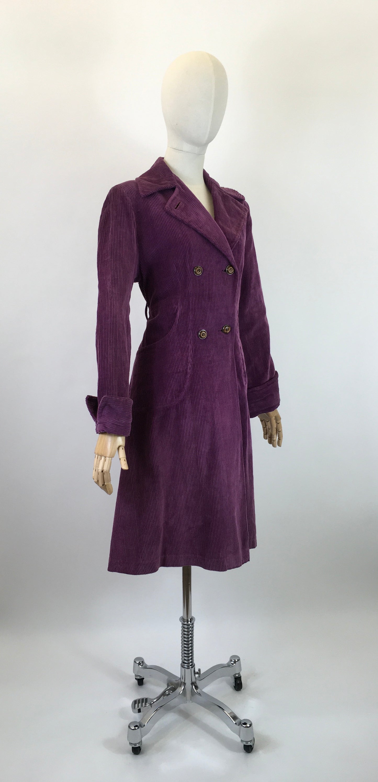 Original Stunning 1940’s Fine Needlecord Coat - In A Divine Rich Purple Colour