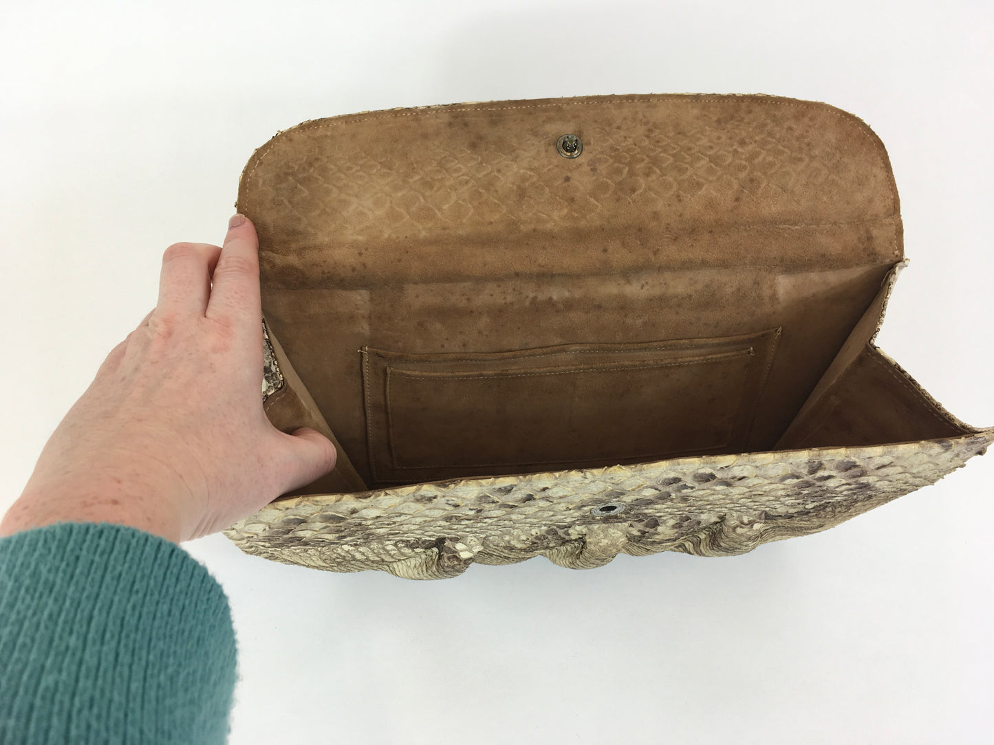 Original 1930’s Fabulous Snakeskin Clutch Handbag - With Beautiful Detailing