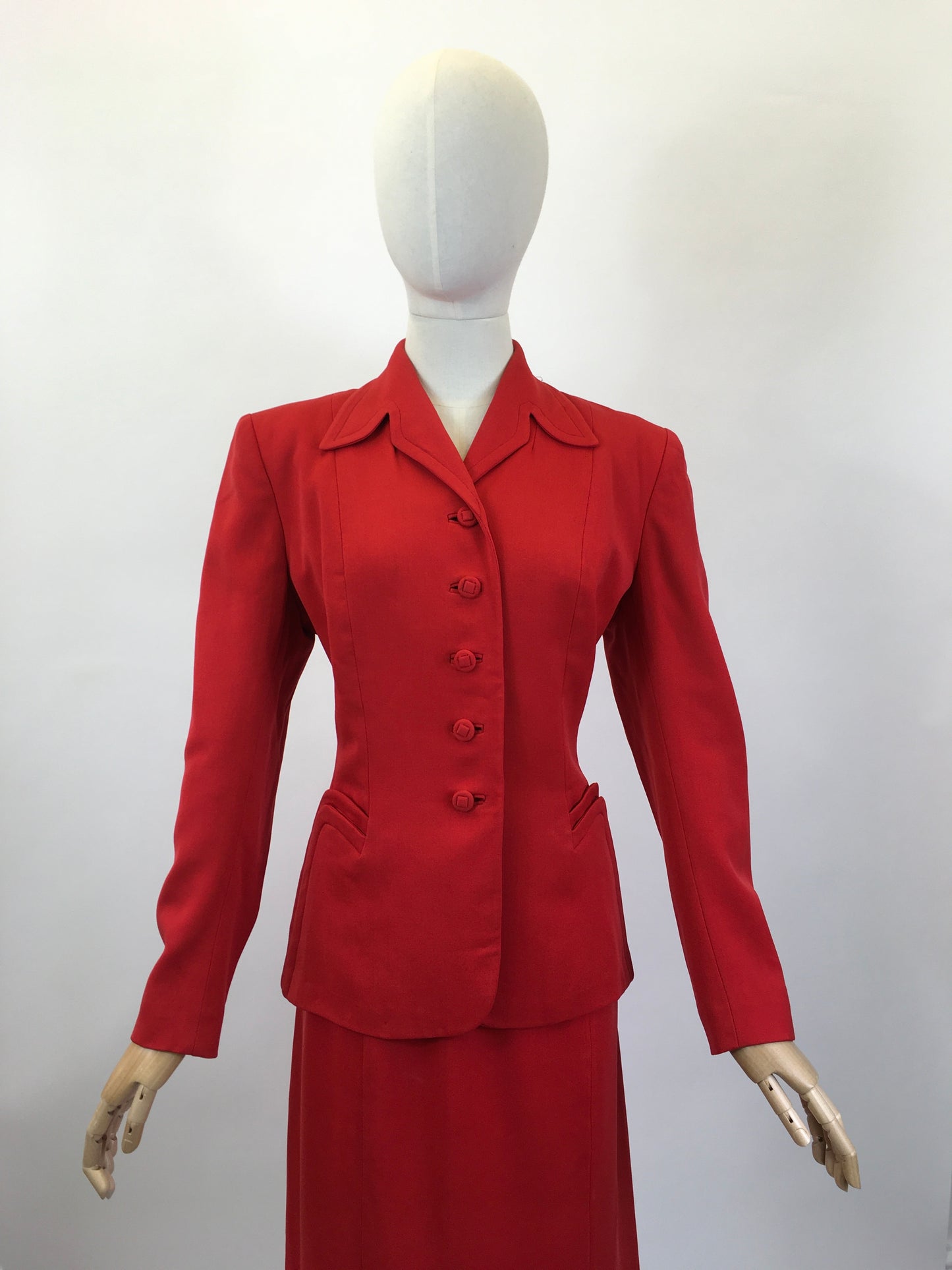 Original 1940's As Is Sublime 2 pc Suit - In Tomato Red