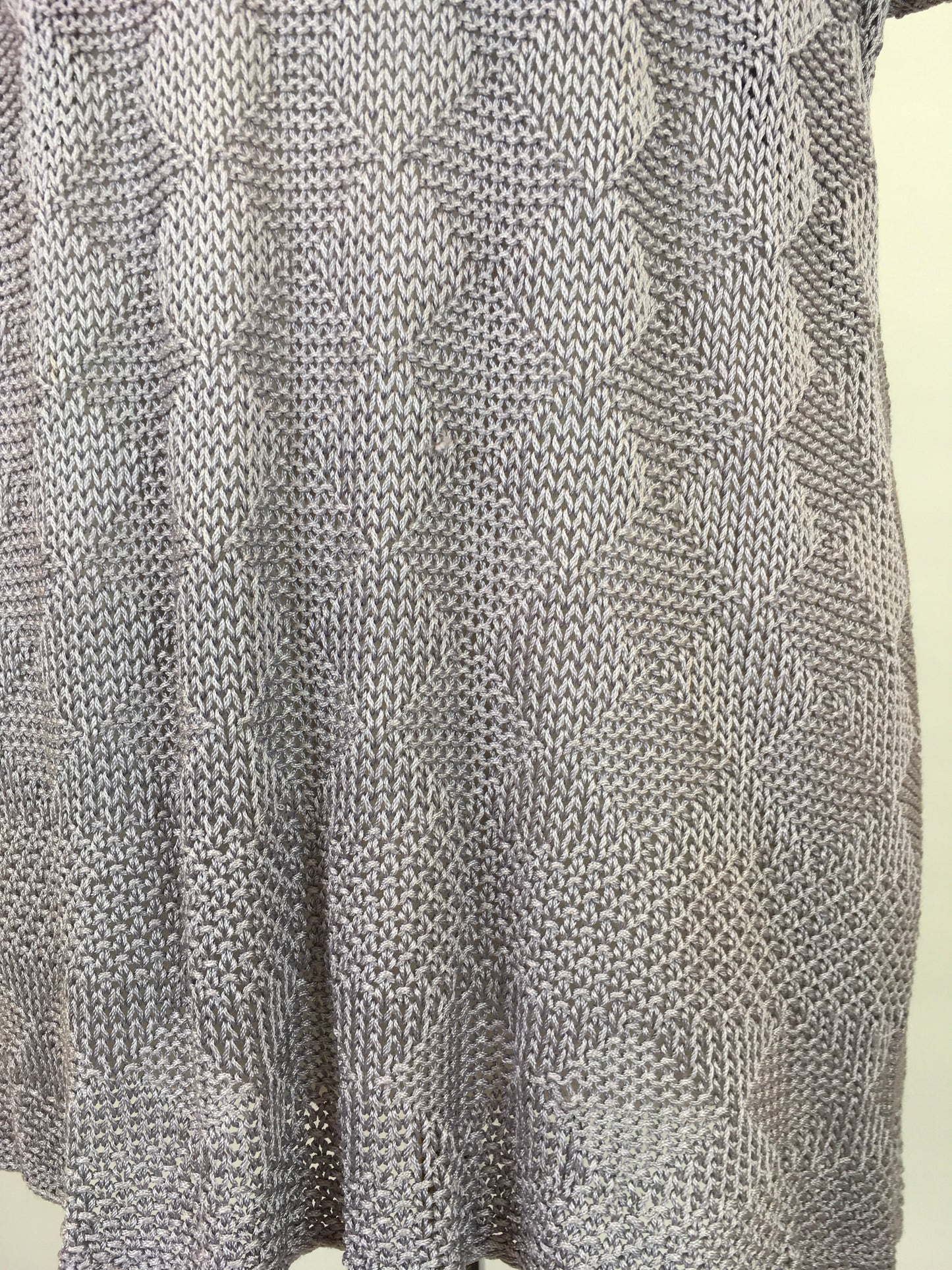 Original 1930s Knitted Tunic in Soft Lavender - Featuring Harlequin Pattern and Shapes Hemline