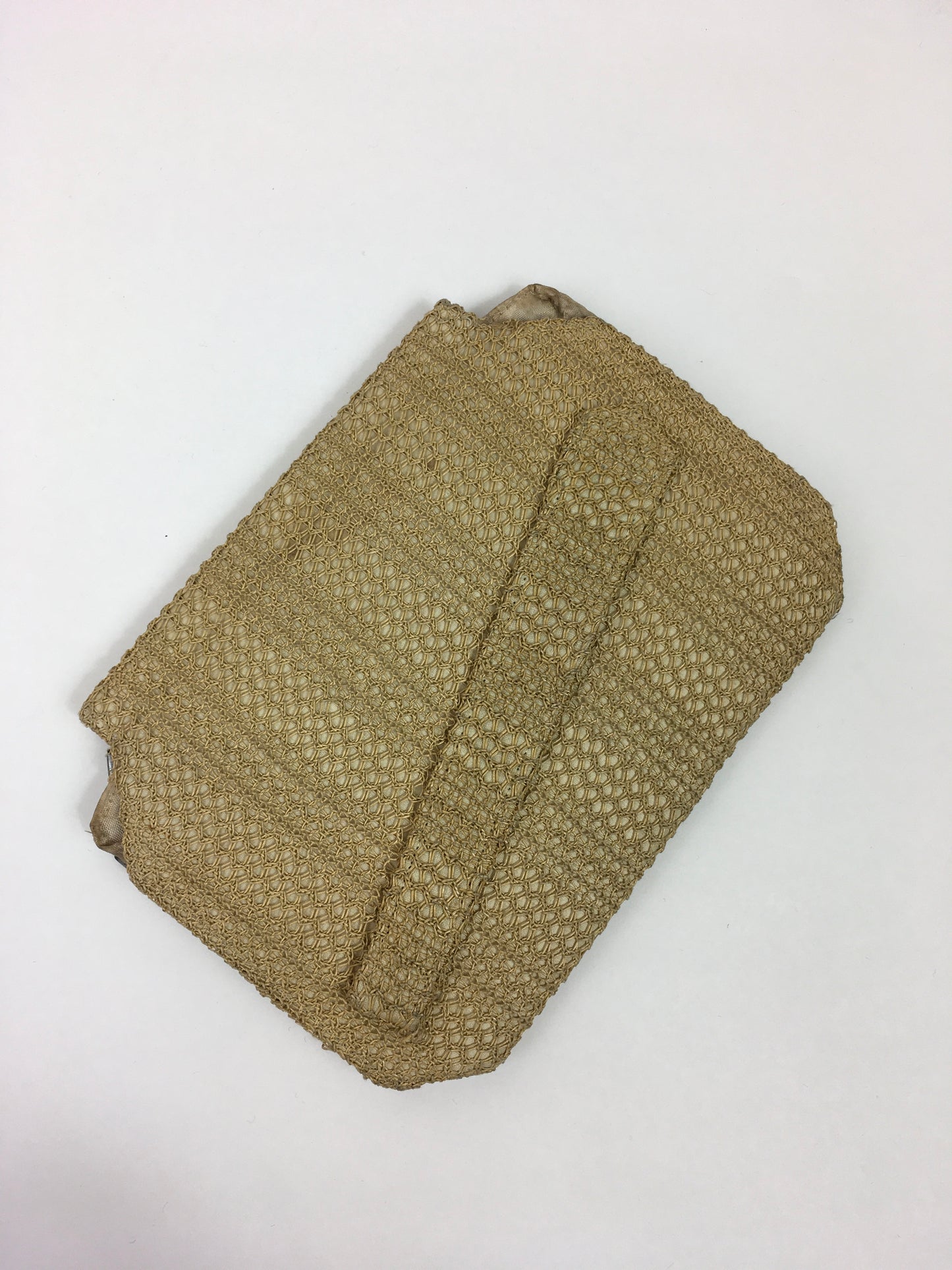 Original 1920's / 1930's Fabulous Summer Clutch Bag - In A Natural Straw Weave with Silver Plate Side Panels