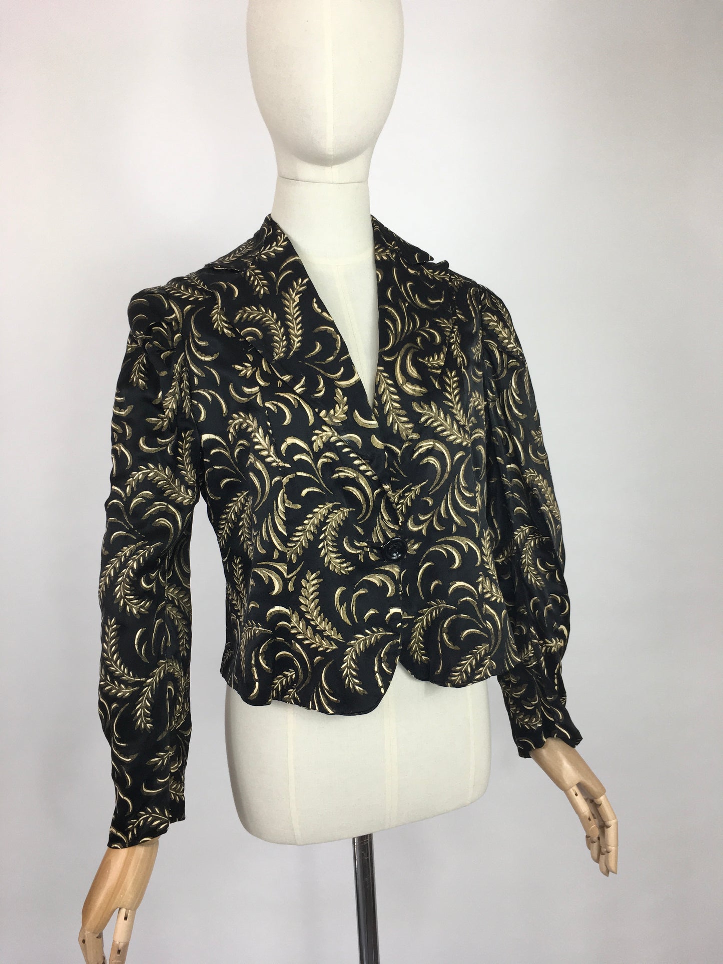 Original 1930s Exquisite Evening Jacket - In a Beautiful Handpainted Silk in a Scrollwork Design in Tones Of Gold
