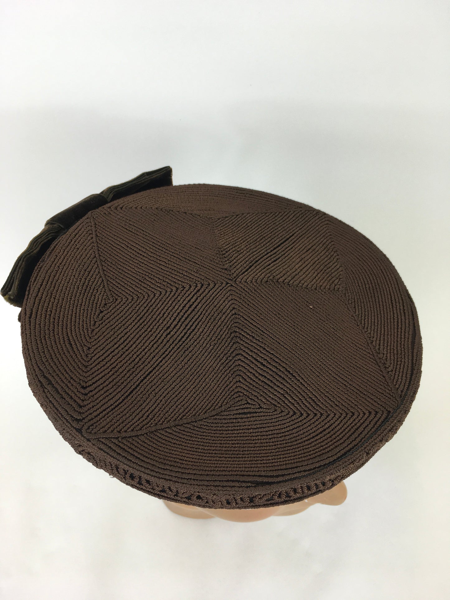 Original 1940’s American Corde Tilt Hat in Chocolate Brown - Stunning Example with Back Plate & Velvet Ribbon