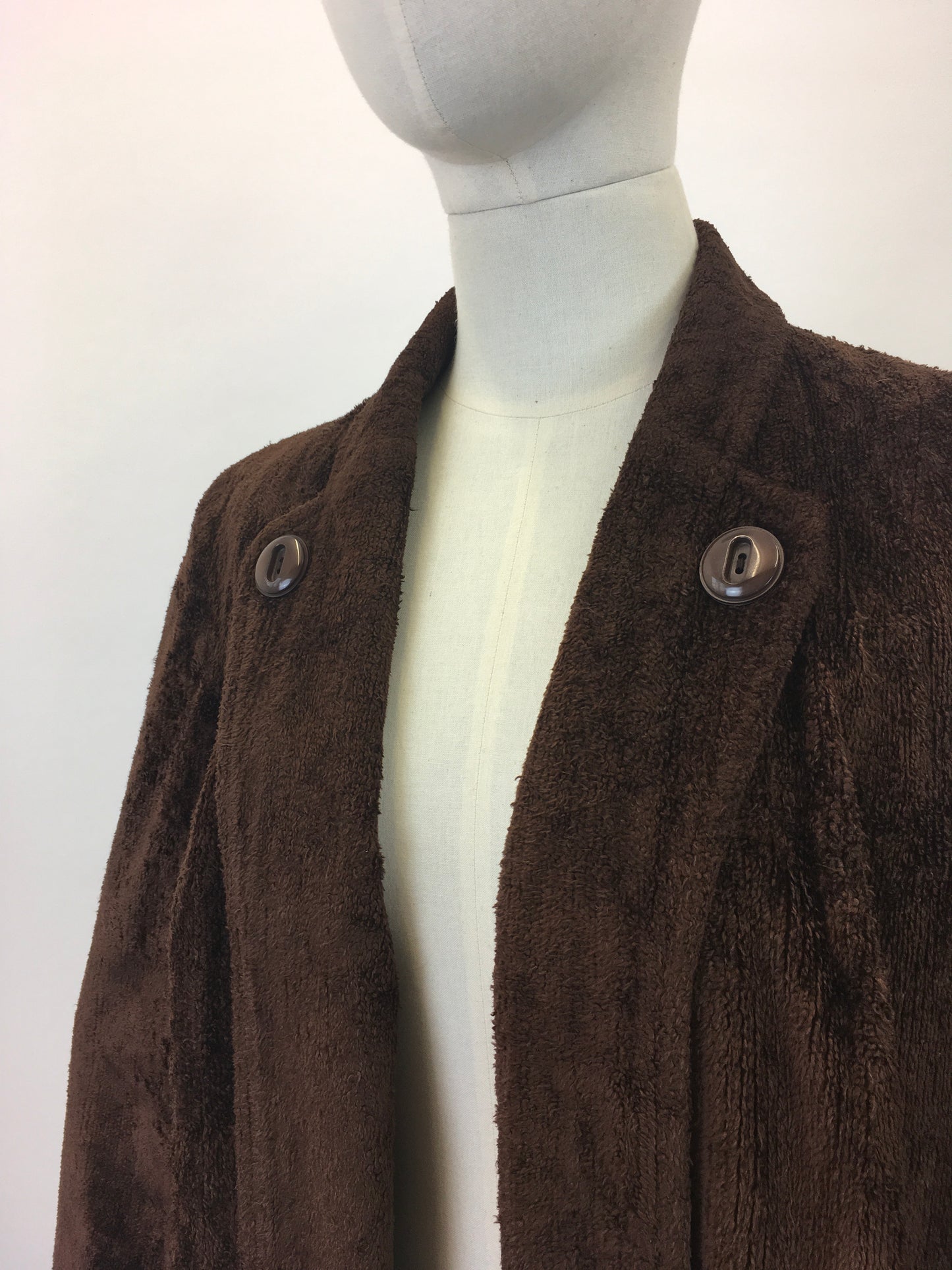 Original 1940's Stunning Chenille Velvet Swing Jacket - In A Deep Chocolate Brown