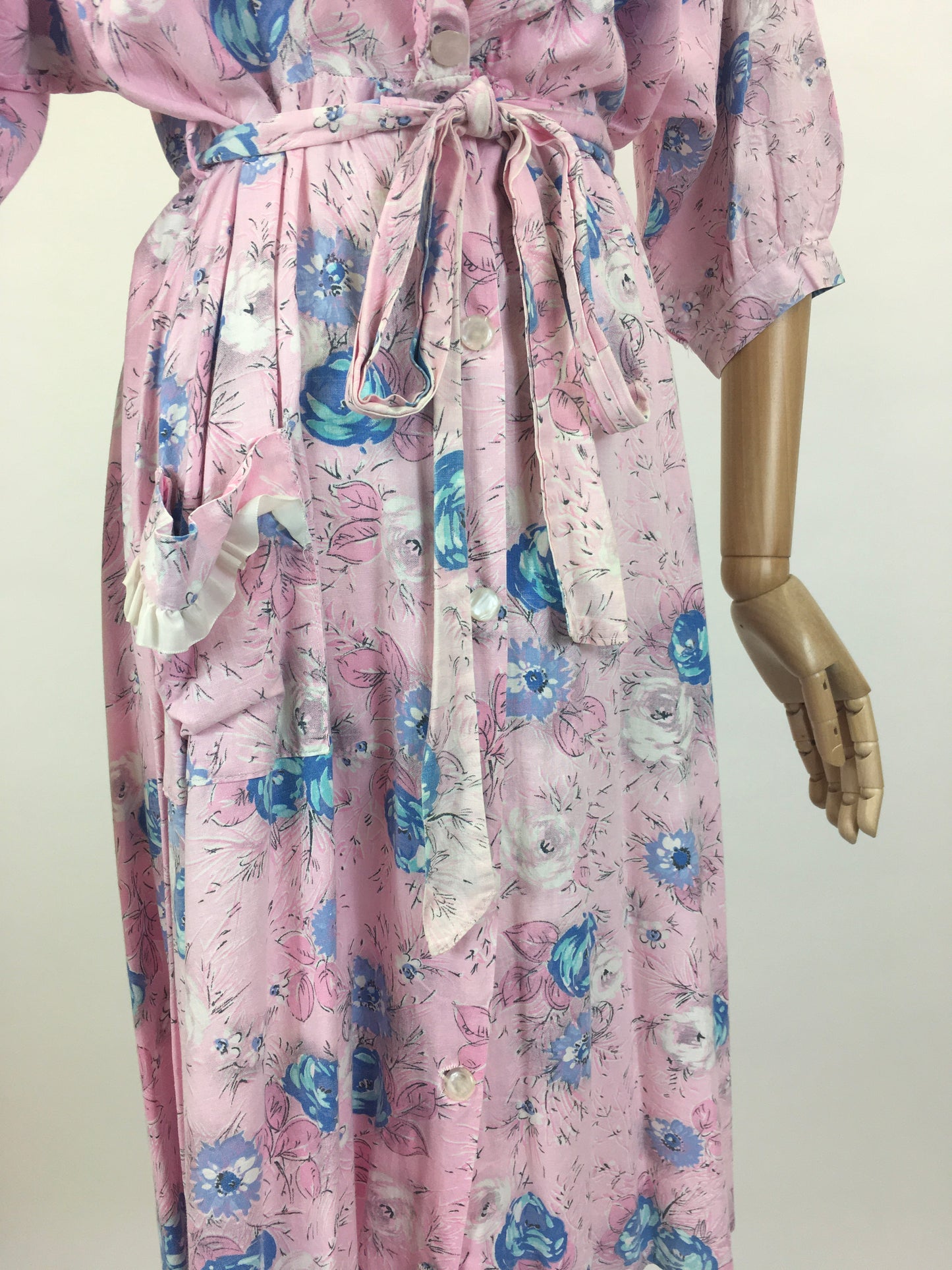 Original 1950’s Floral Cotton Dressing Gown - As is Condition