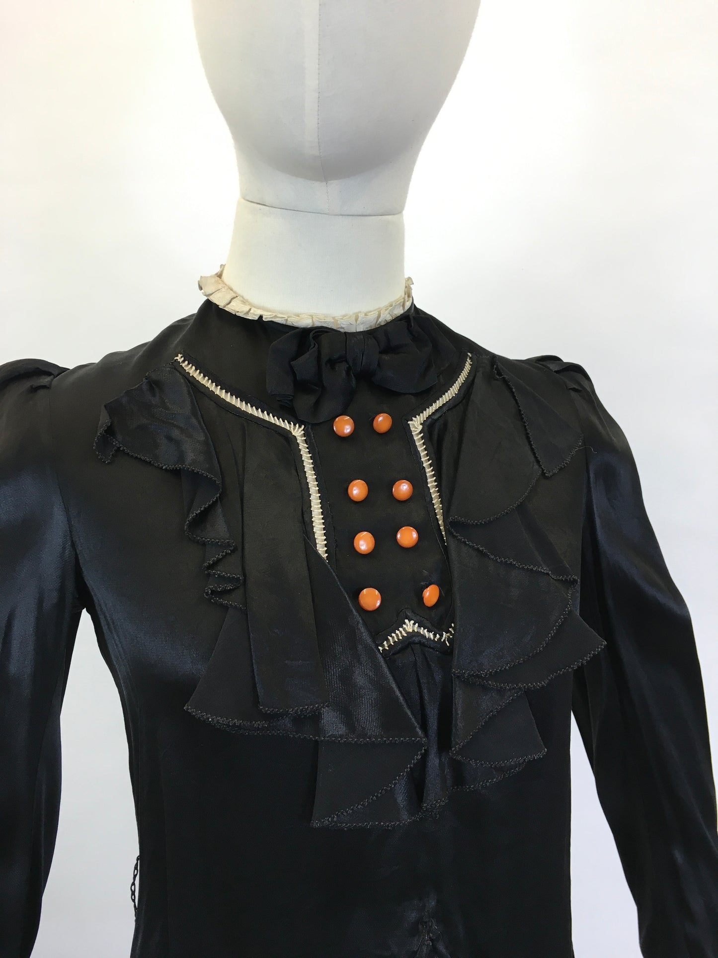 Original 1930’s Black Silk Blouse - With Stunning Details