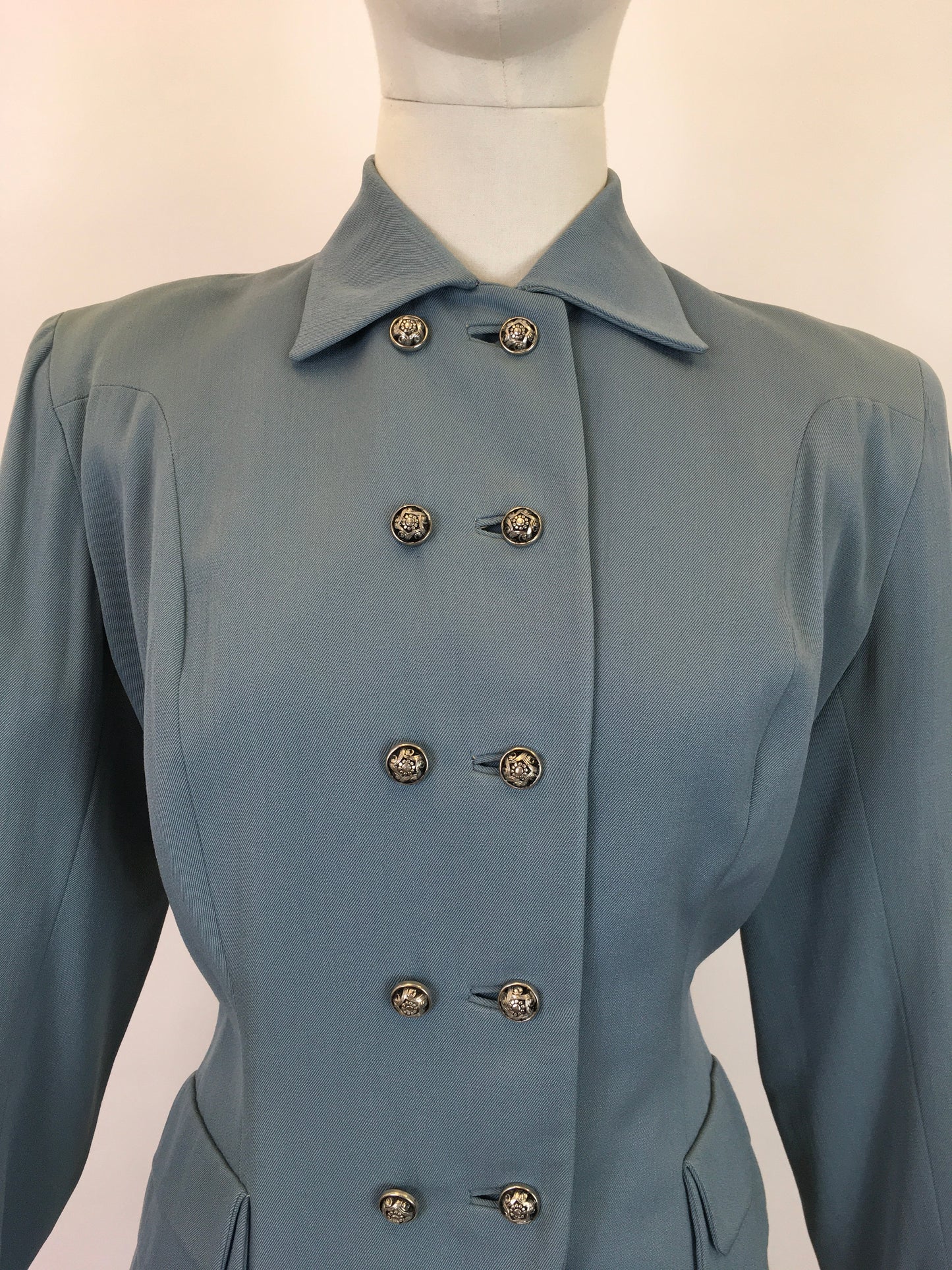 Original 1940's Stunning Double Breasted 2pc Suit - In A Powder Blue