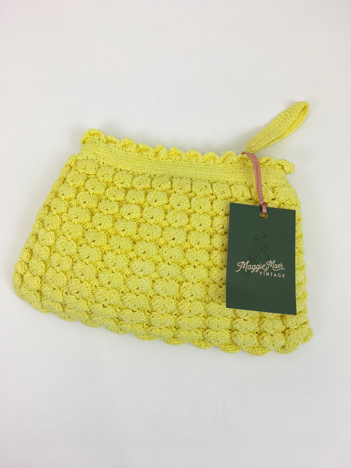 Original 1940s Popcorn Knitted Handbag - In a Glorious Sunshine Yellow