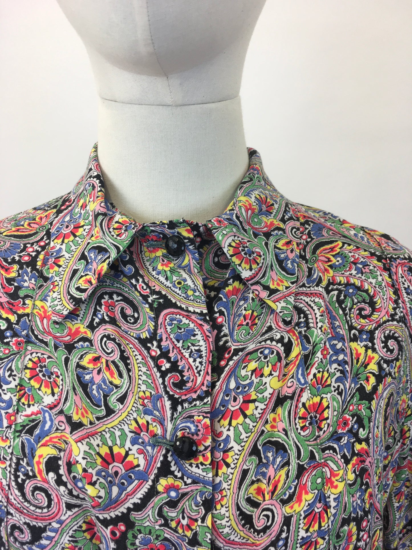 Original 1940's Fabulous Cotton Paisley Print Blouse - In Multi Coloured Brights