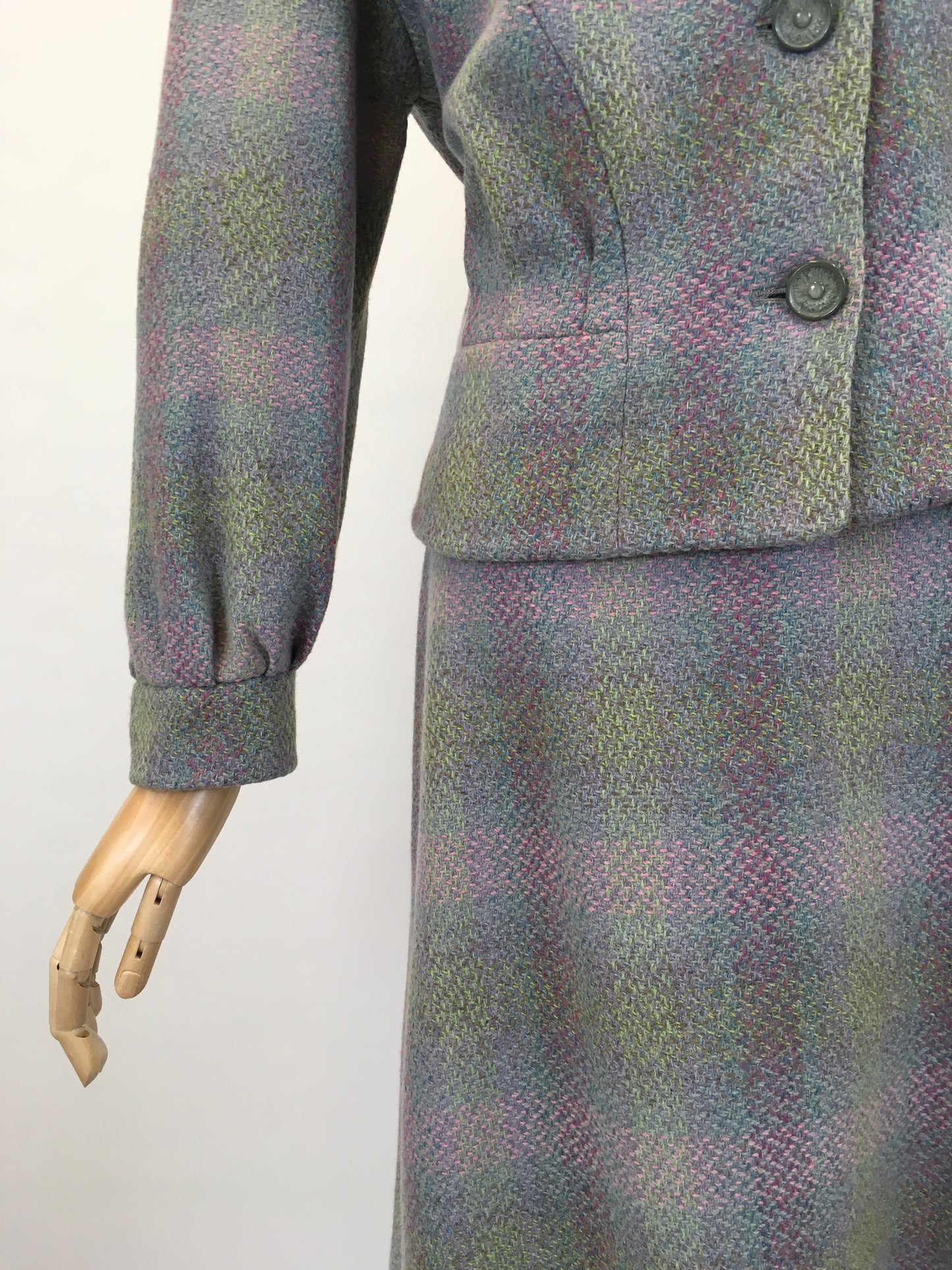 RESERVED DO NOT BUY - Original Early 1950’s 2pc Wool Suit - In A Lovely Springtime Colour Pallet