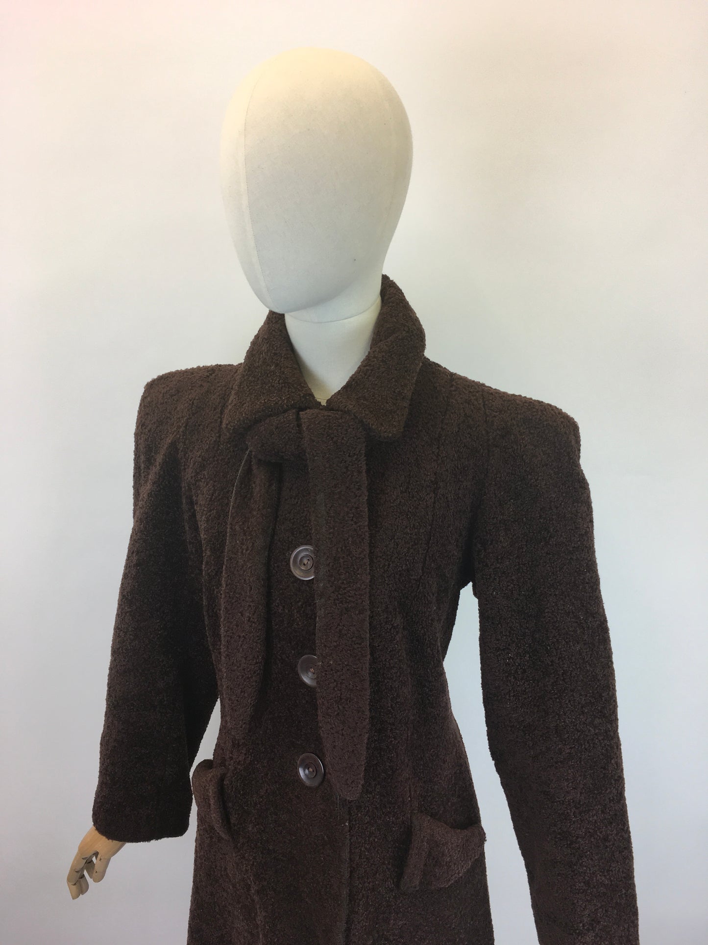 Original 1940’s Stunning Faux Fur Coat - With Matching Scarf in Dark Brown