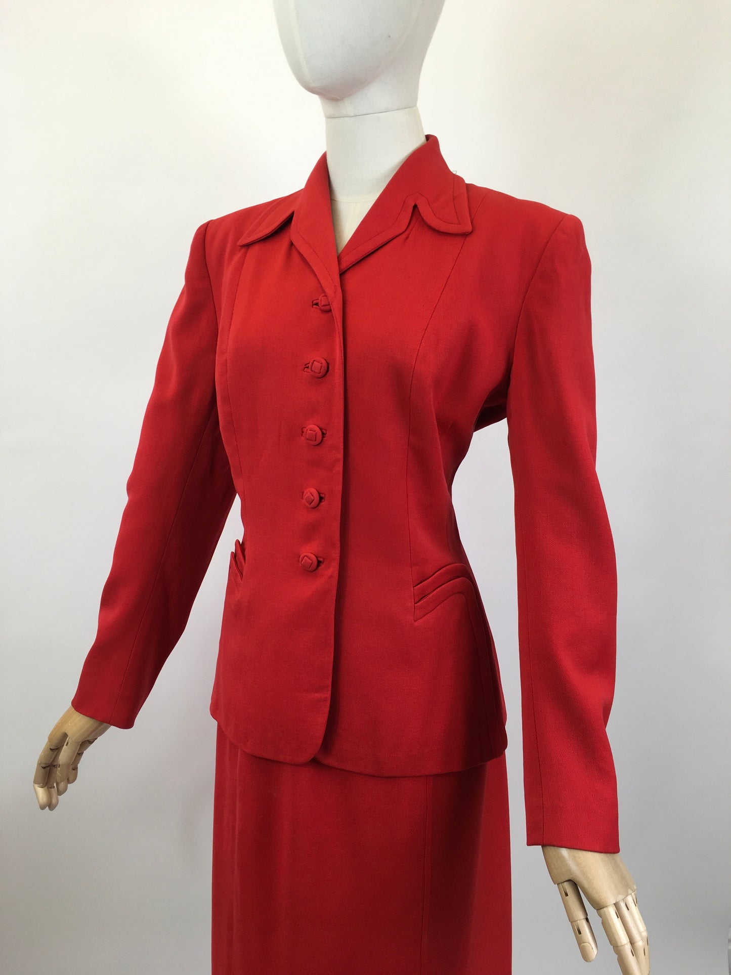 Original 1940's As Is Sublime 2 pc Suit - In Tomato Red