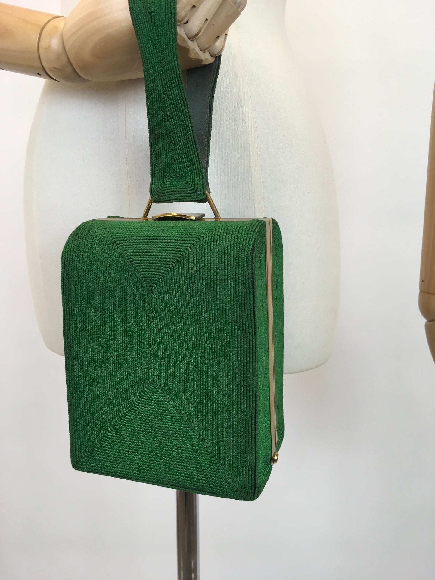 Original 1940's Sensational Rare Corde Handbag - In Emerald Green