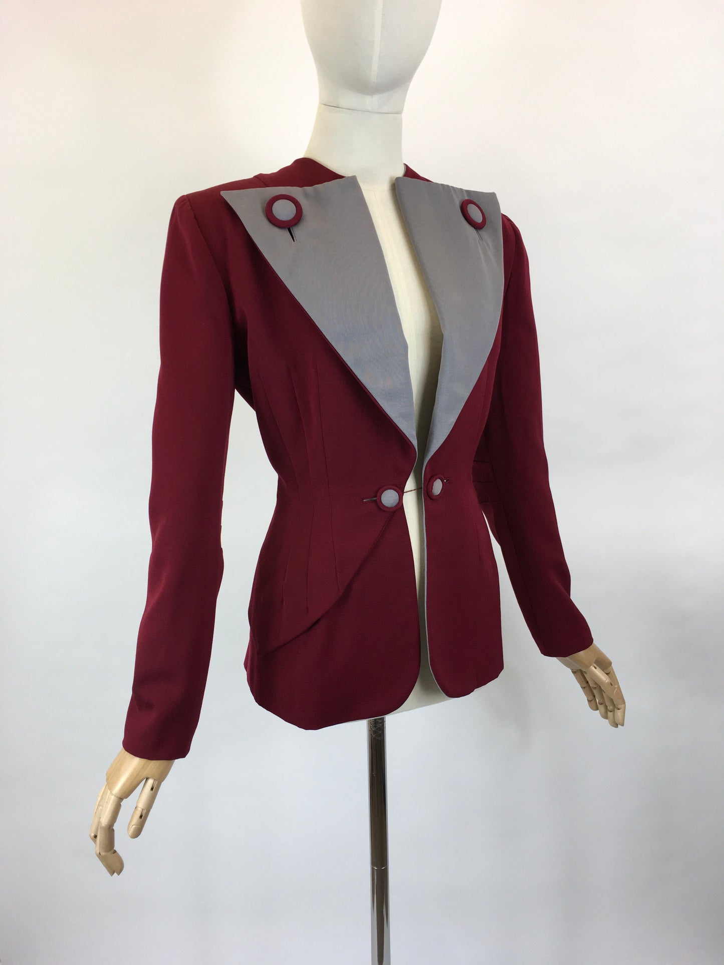 Original 1940’s SENSATIONAL 2 Tone Colour Block Jacket - In Warm Wine and French Grey