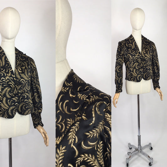 Original 1930s Exquisite Evening Jacket - In a Beautiful Handpainted Silk in a Scrollwork Design in Tones Of Gold