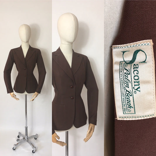 Original 1940’s Summer Jacket in Brown - ‘ Sacony Palm Beach ‘ Label