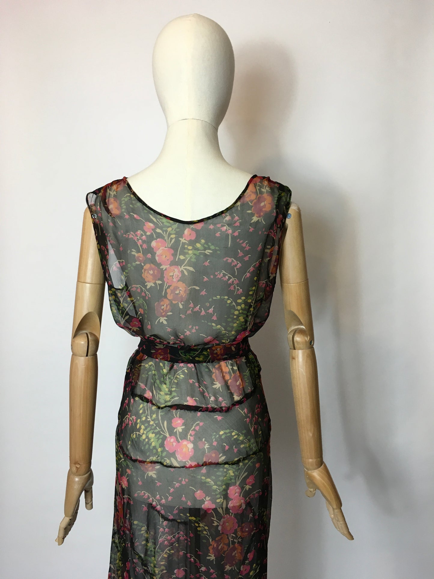 Original 1930’s Floral Chiffon Bias Cut Evening Gown - Festival of Vintage Fashion Show Exclusive