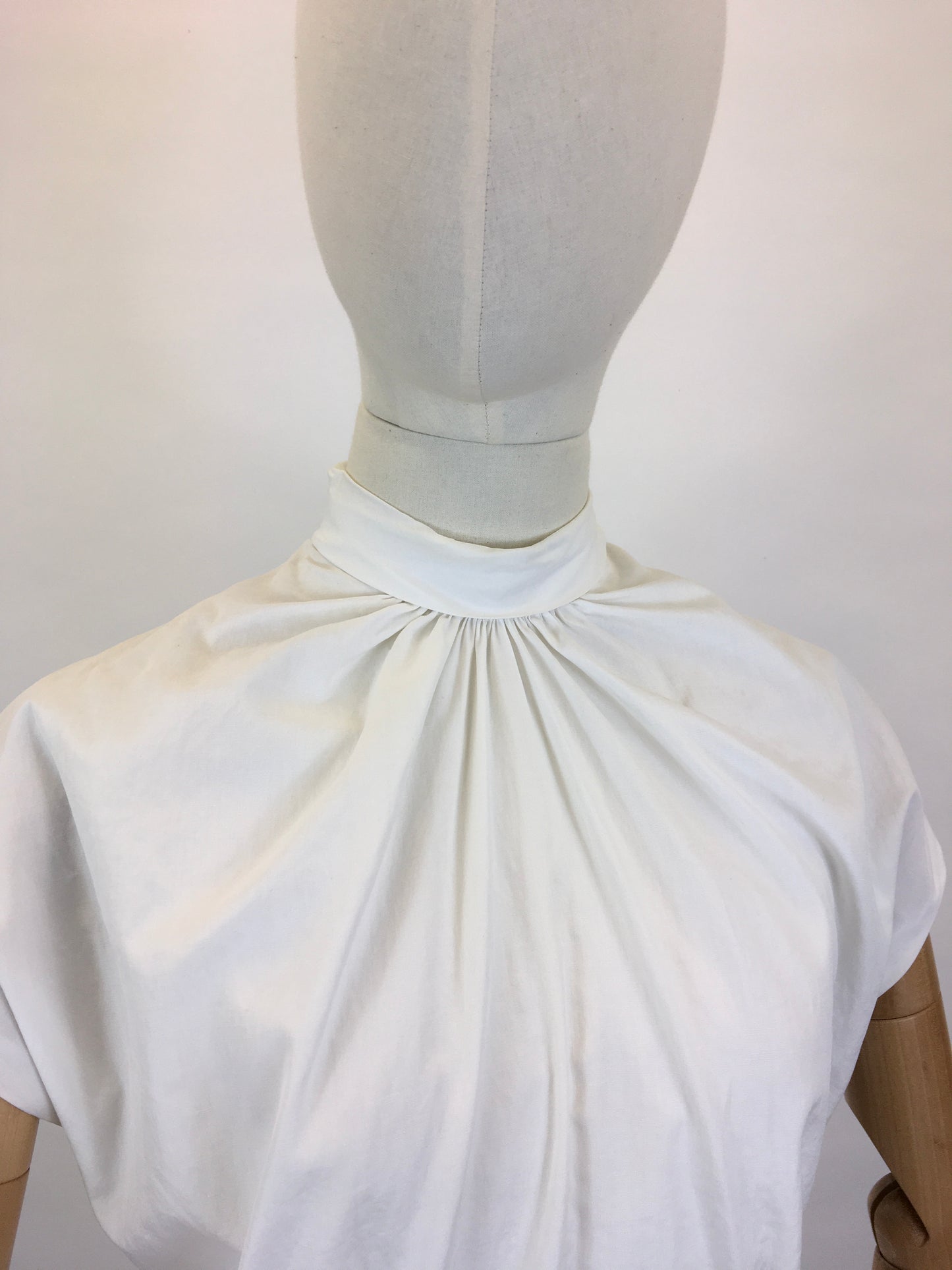 Original 1950’s High Neck Blouse - Made From A Crisp White Cotton