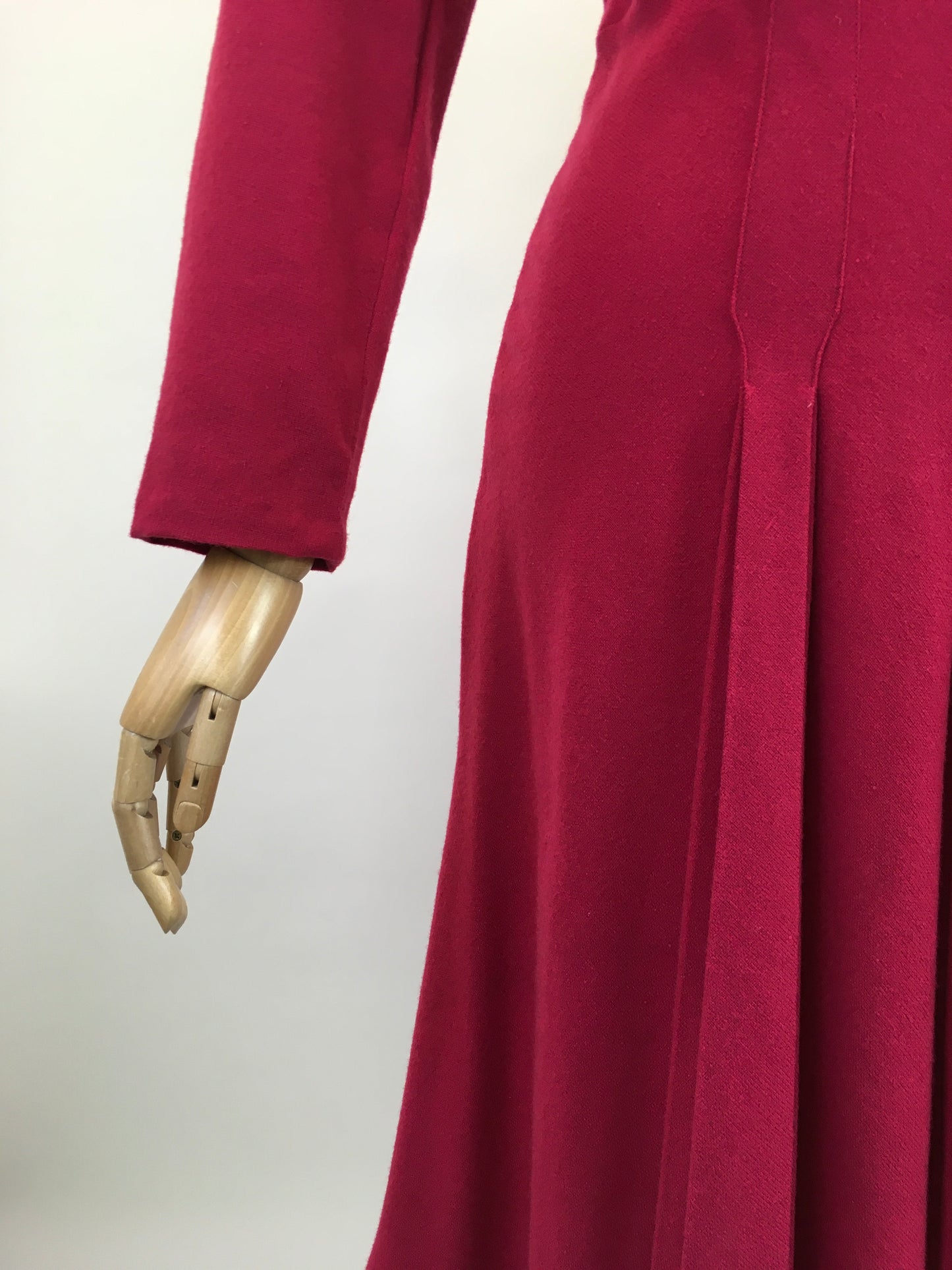 Original 1940's Early CC41 Woollen Dress - In A Bright Raspberry Red