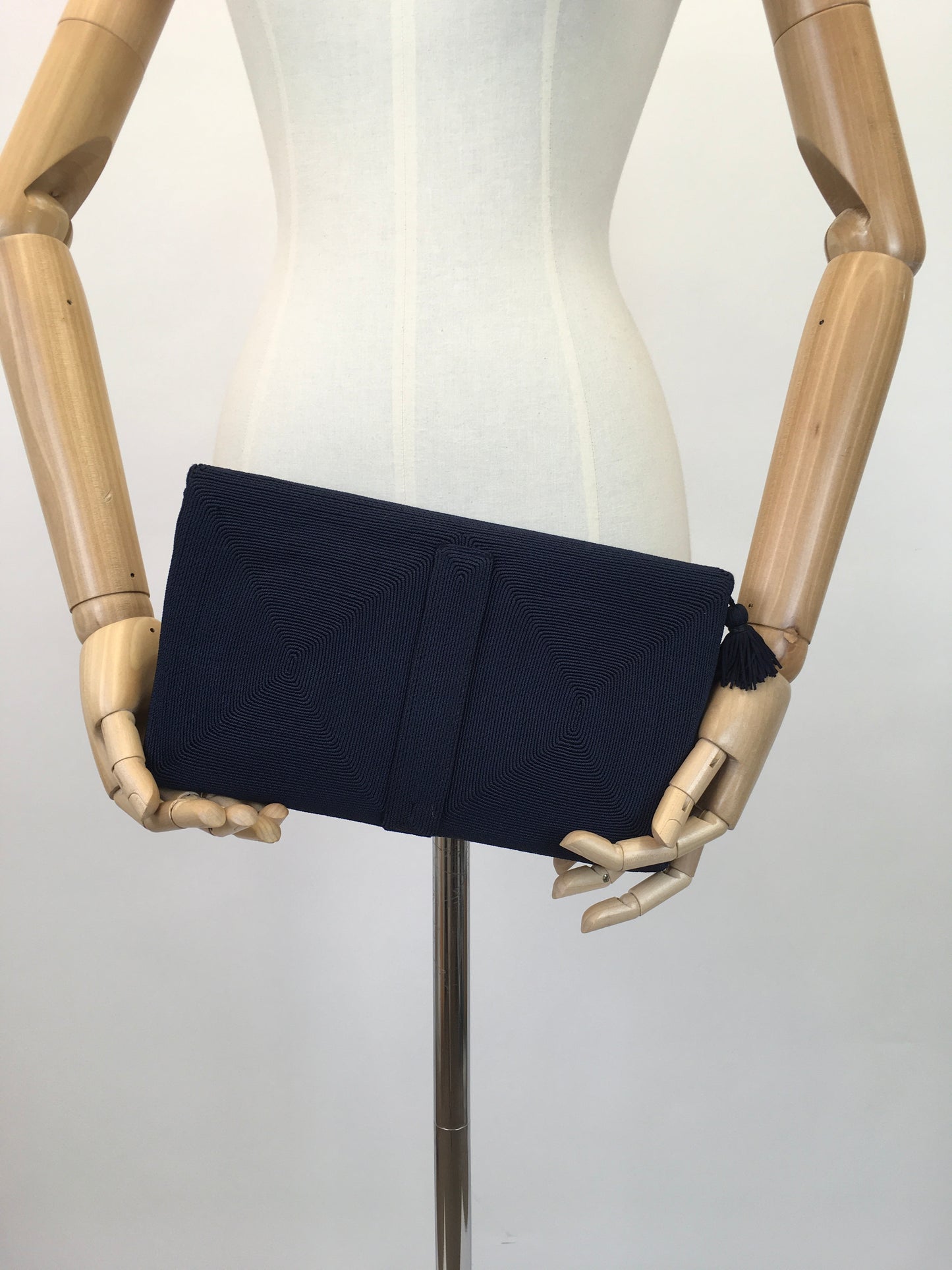 Original 1940's Sensational Navy Corde Clutch Bag - With Beautiful Details