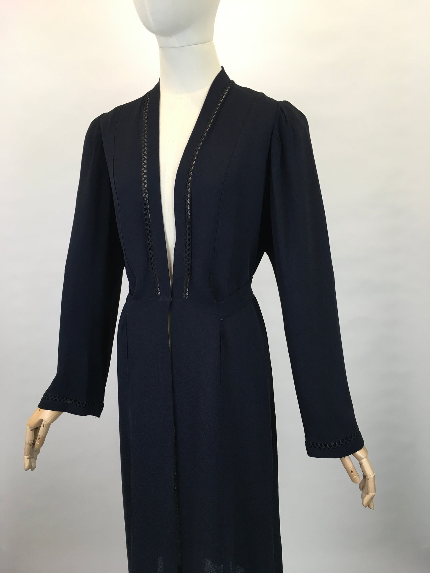 Original 1930s Lightweight Summer Coat - In a Lovely Navy Crepe