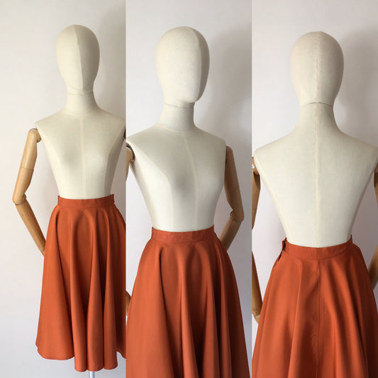 Original 1950’s Full Circle Skirt - In a Lovely Rust Taffeta Blend Fabric