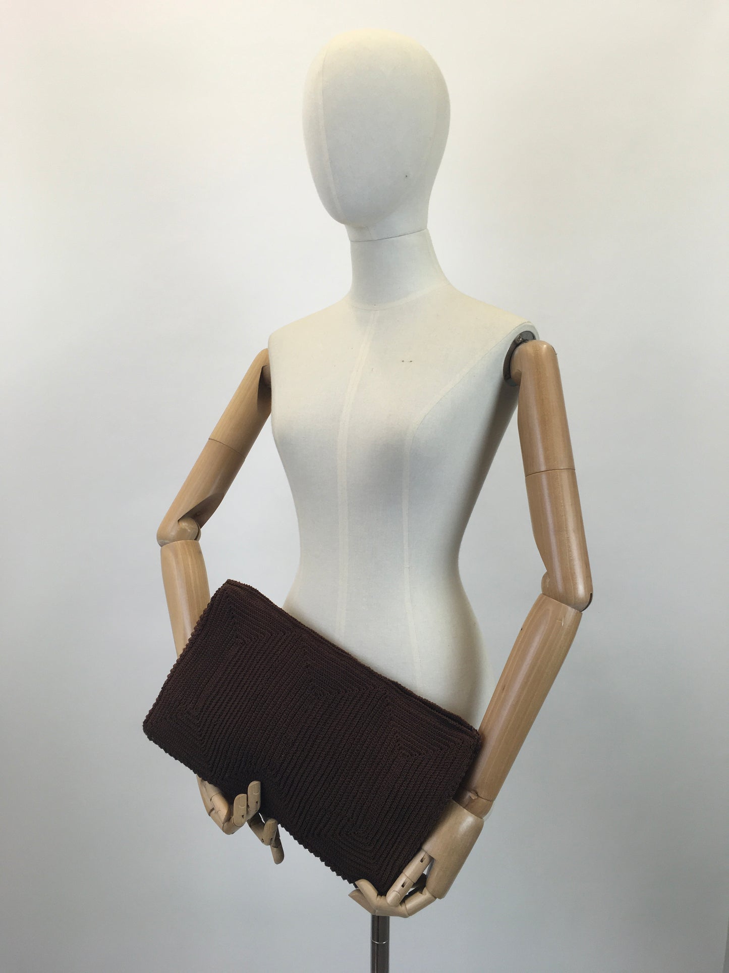 Original Beautiful 1940's Large Rectangular Clutch - In a Warming Brown Knit