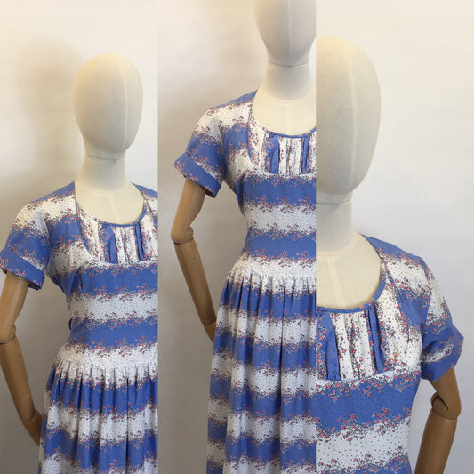Original 1950s Cotton Day Dress - In a Beautiful Summer Colour Palette
