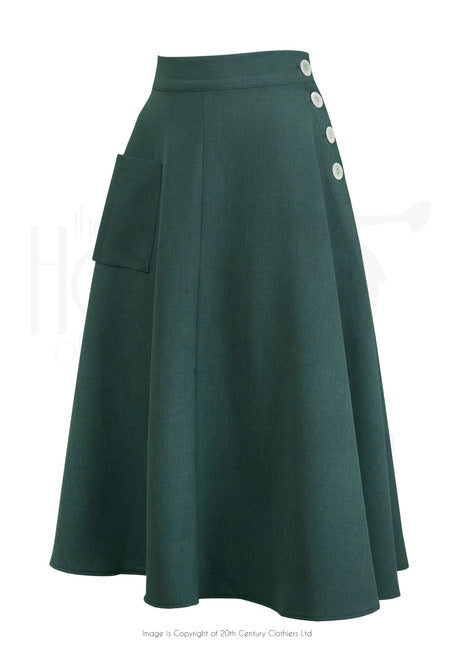 House of Foxy 1940’s Whirlaway Skirt In Bottle Green