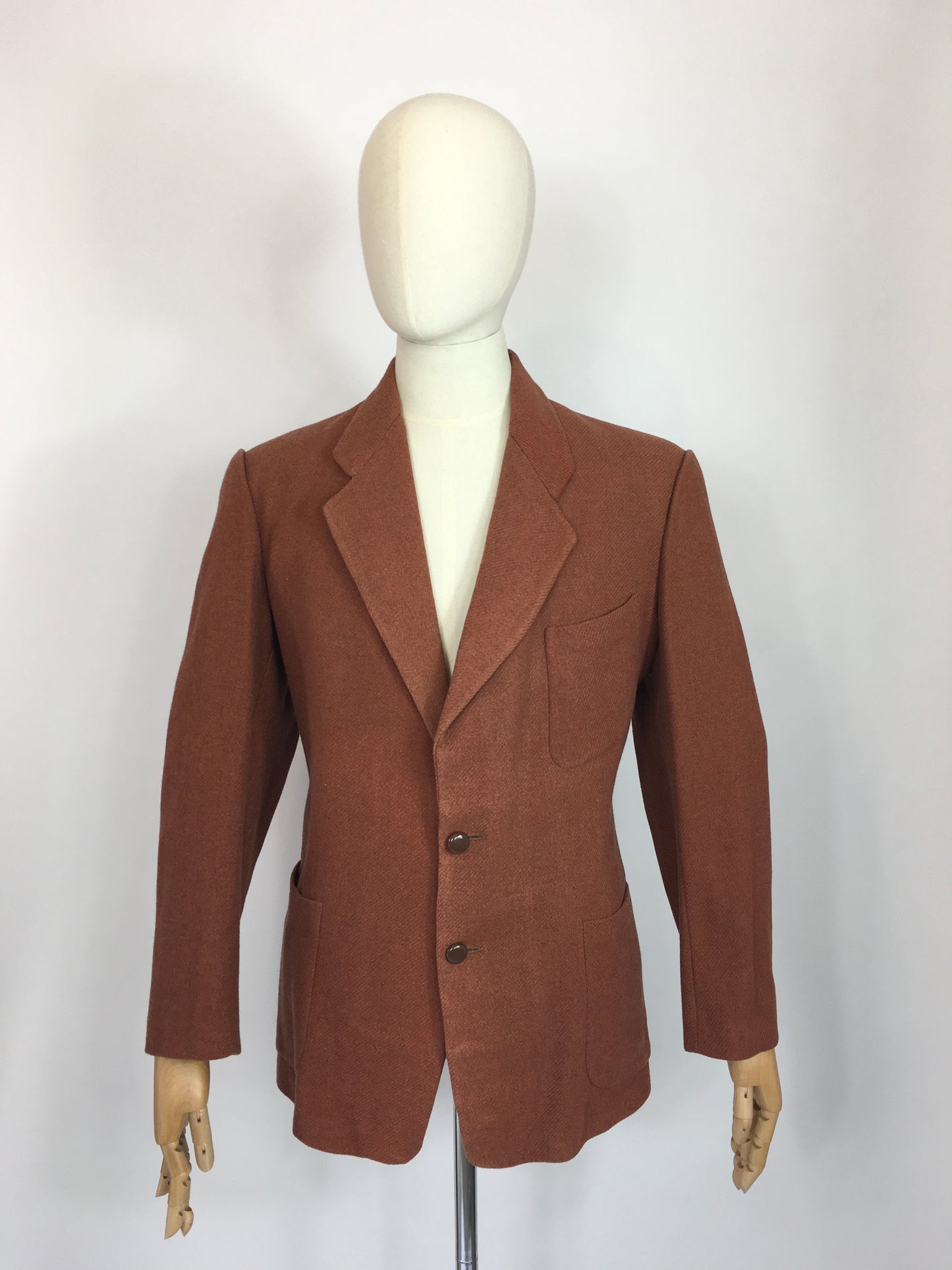 Original 1940’s Single Breasted Gents Jacket - In A Classic Period Rust Wool